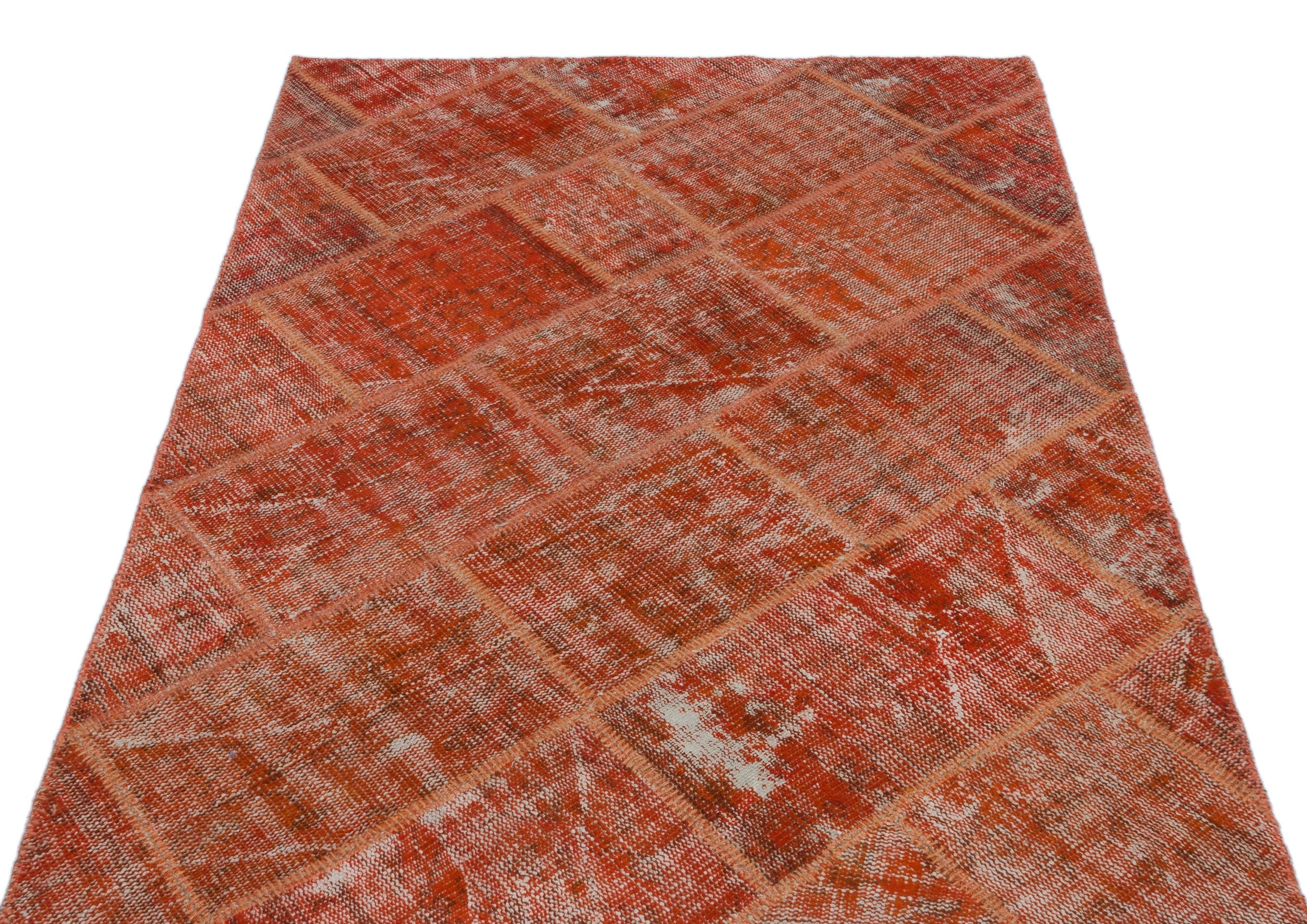 Iskece 22350 Orange Vintage Wool Handmade Area Rug 3'11" x 5'11"