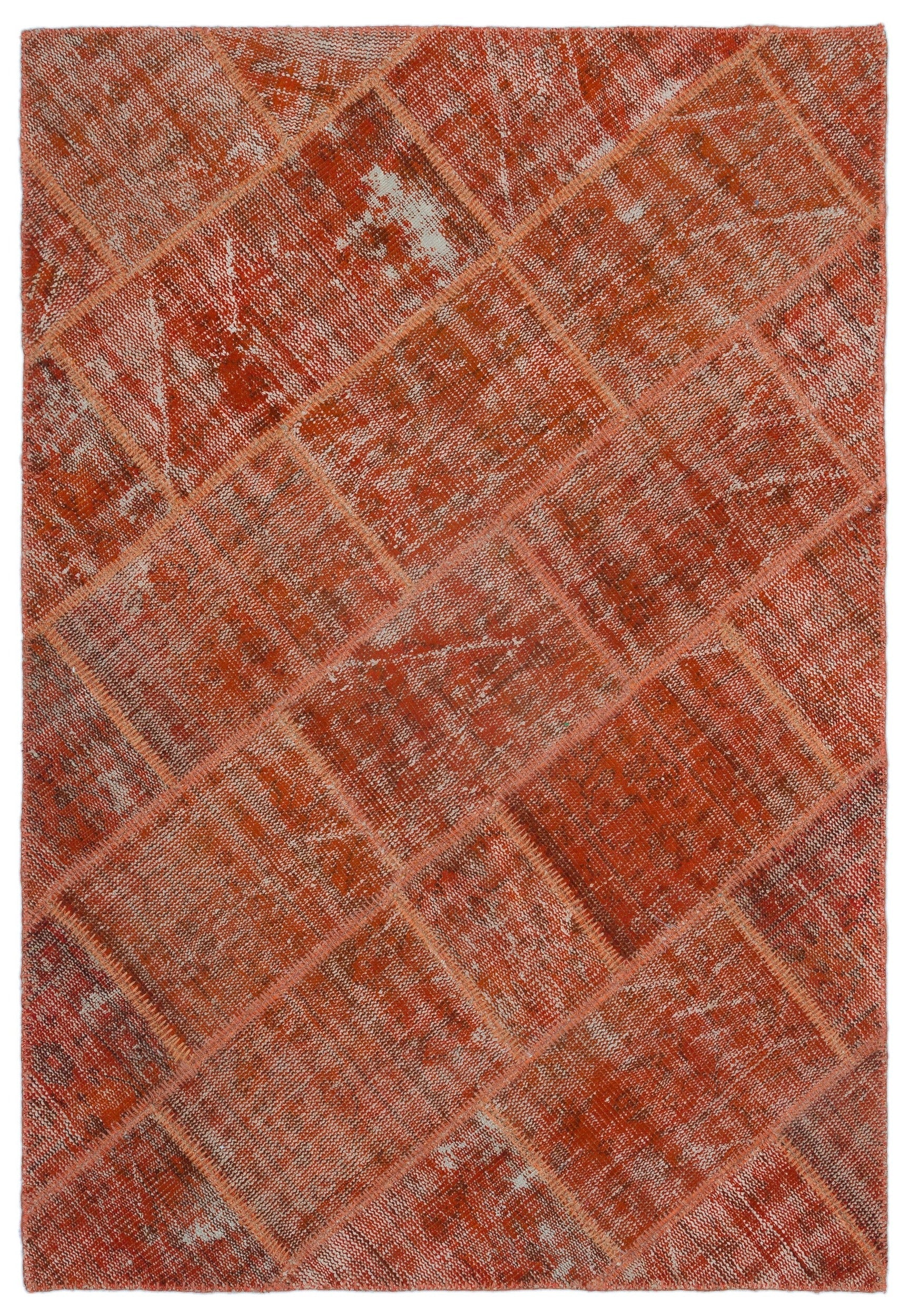 Iskece 22350 Orange Vintage Wool Handmade Area Rug 3'11" x 5'11"