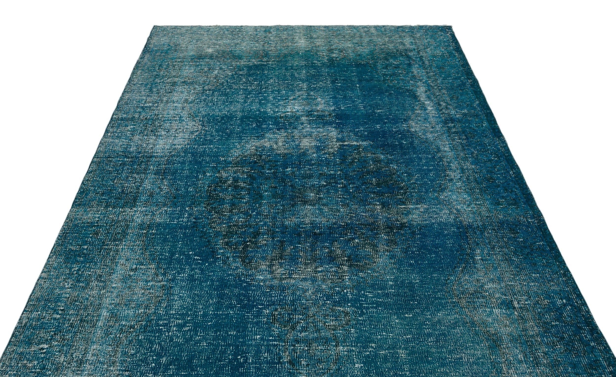 Atina Turquoise Vintage Wool Handmade Area Rug 5'10" x 10'7"