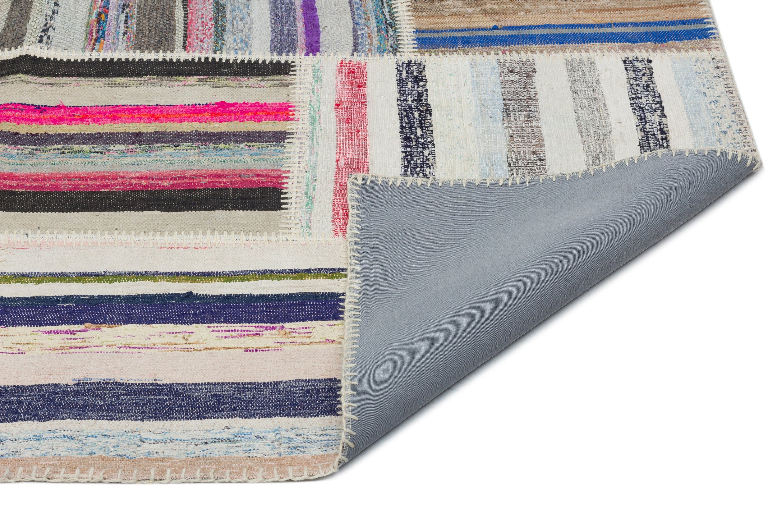 Teselya 22397 Beige Striped Wool Handmade Area Rug 6'3" x 9'2"
