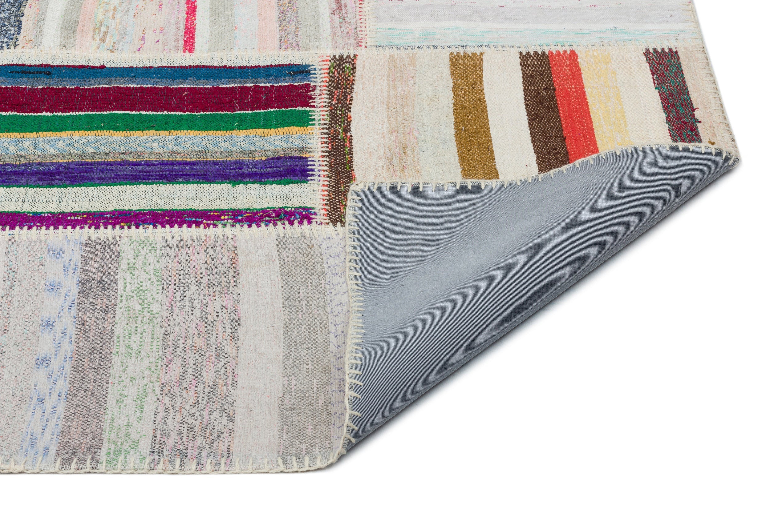 Teselya 22398 Beige Striped Wool Handmade Area Rug 6'3" x 9'1"