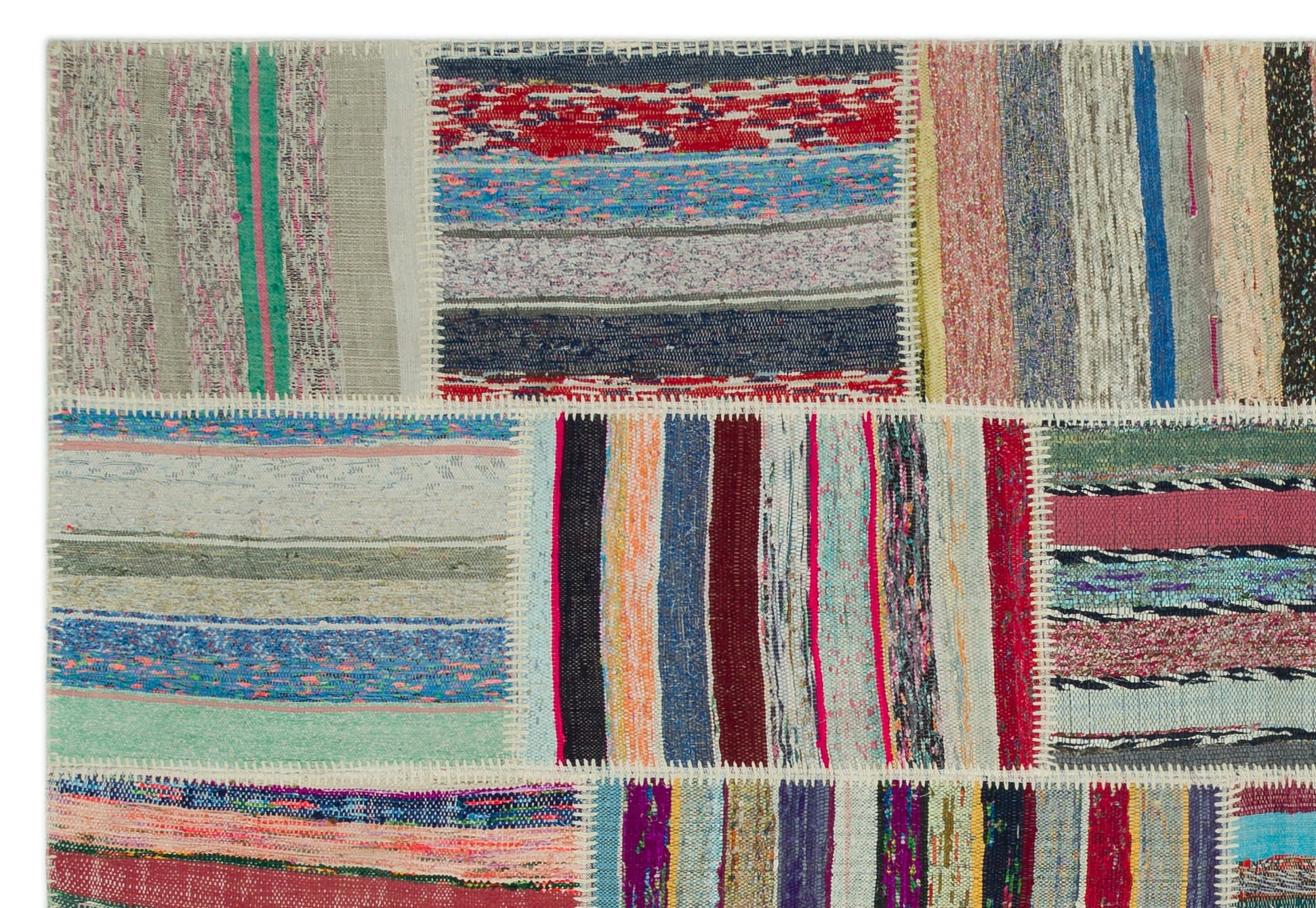 Teselya 22398 Beige Striped Wool Handmade Area Rug 6'3" x 9'1"