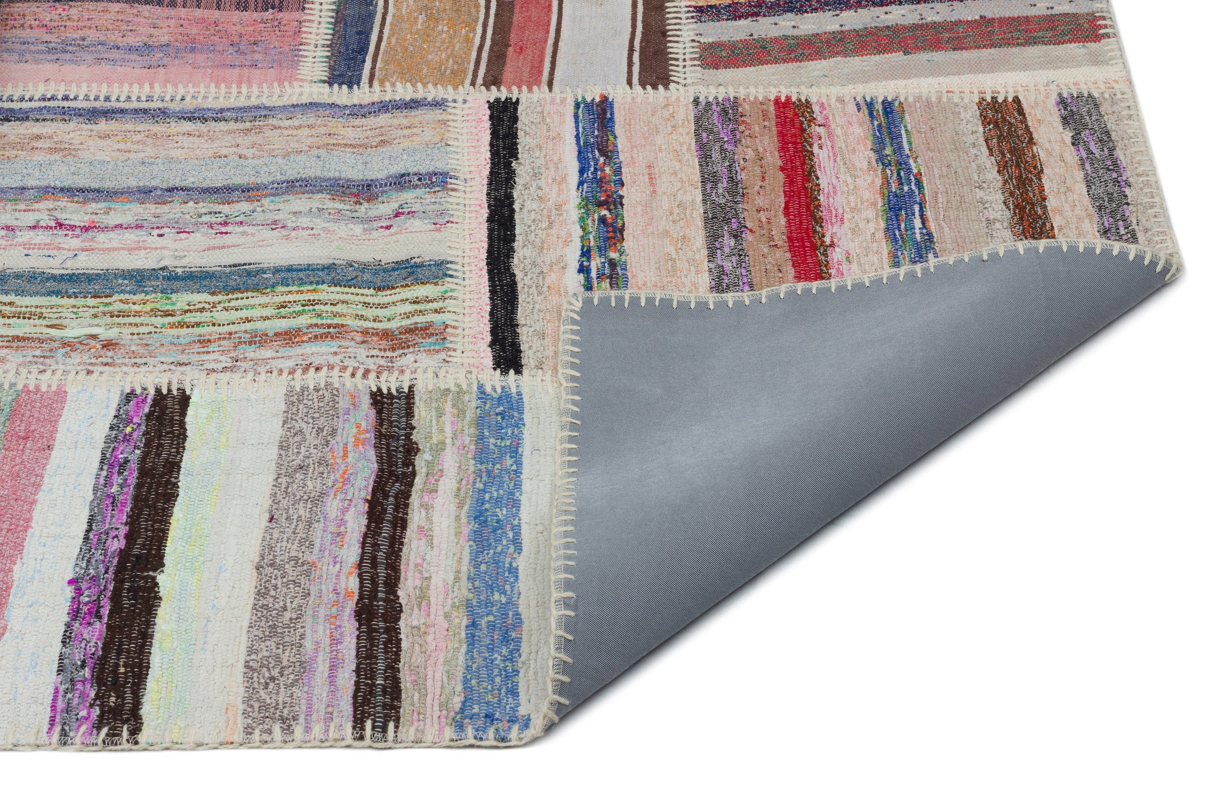 Teselya Beige Striped Wool Handmade Area Rug 6'3" x 9'0"