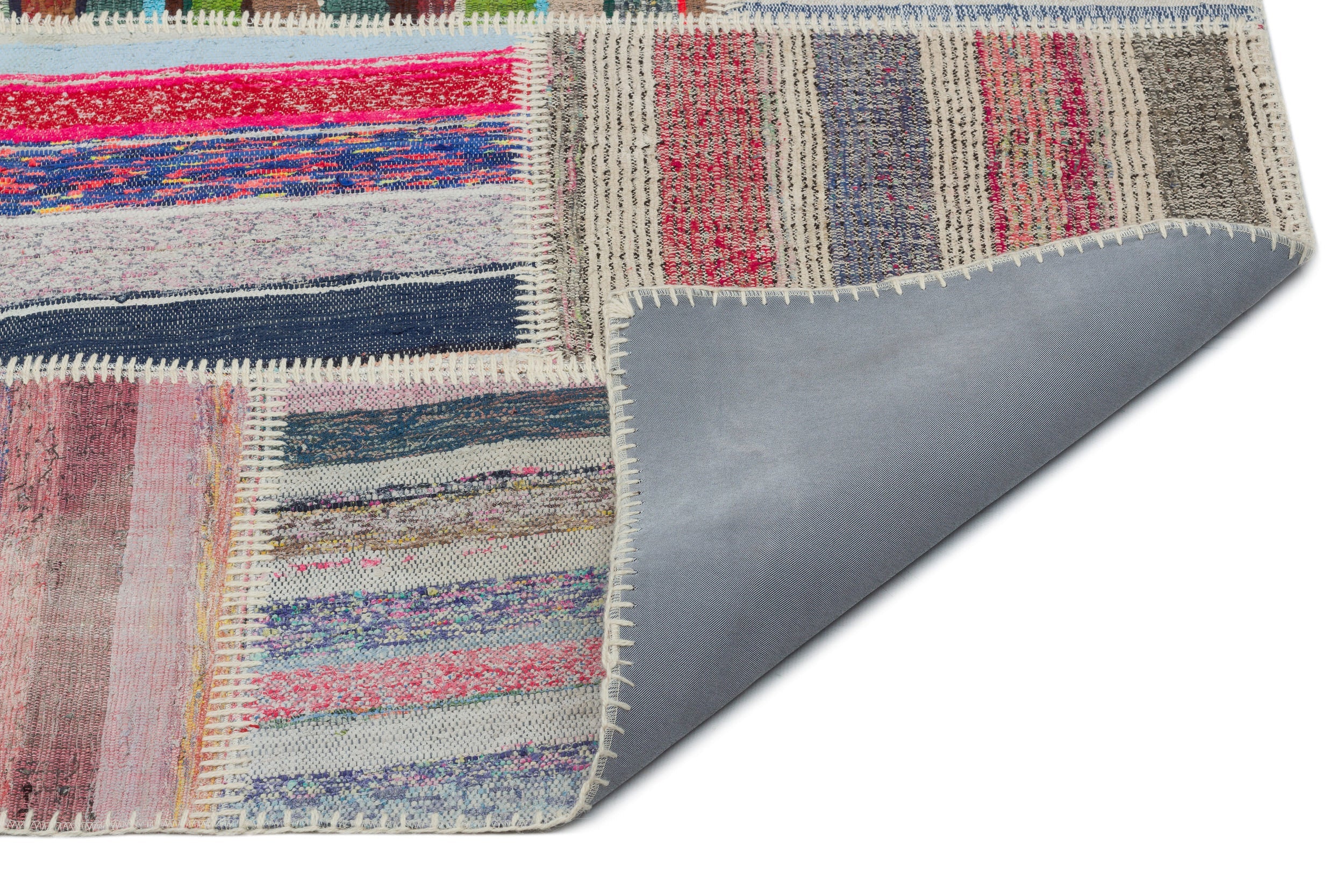 Teselya Beige Striped Wool Handmade Area Rug 6'3" x 8'10"