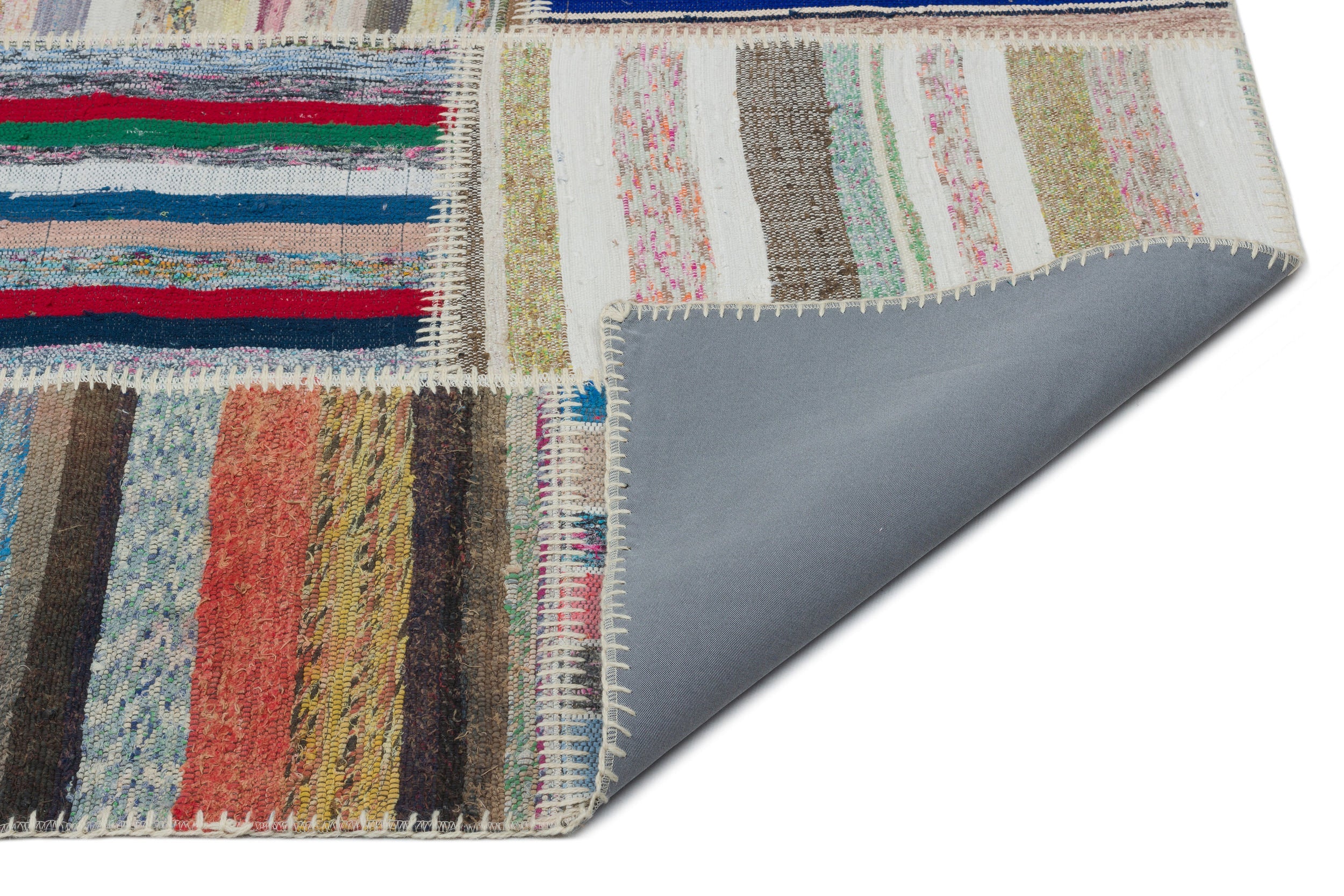Teselya 22407 Patchwork Striped Wool Handmade Area Rug 6'3" x 9'2"