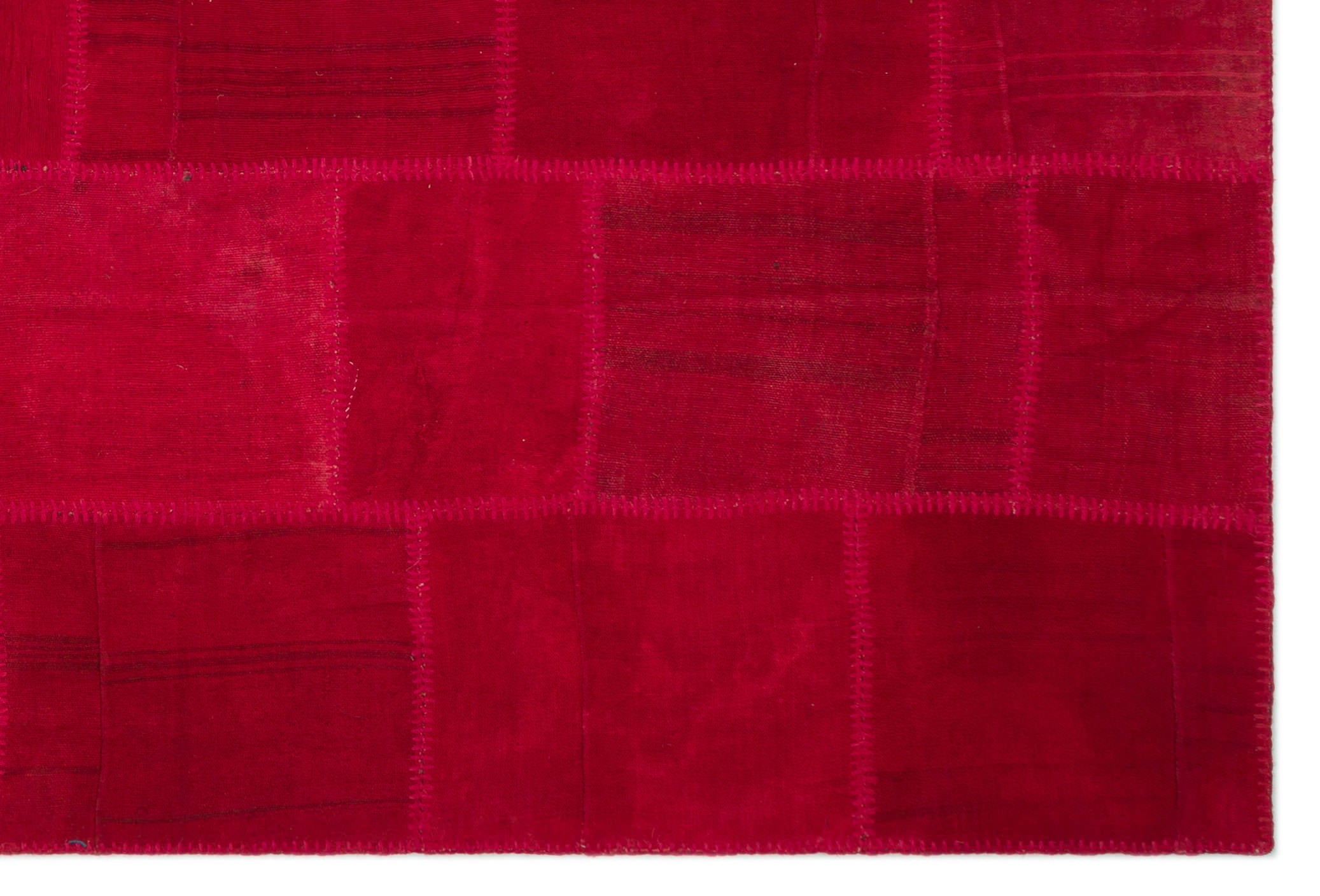 Teselya Pink Patchwork Wool Handmade Area Rug 6'8" x 9'9"