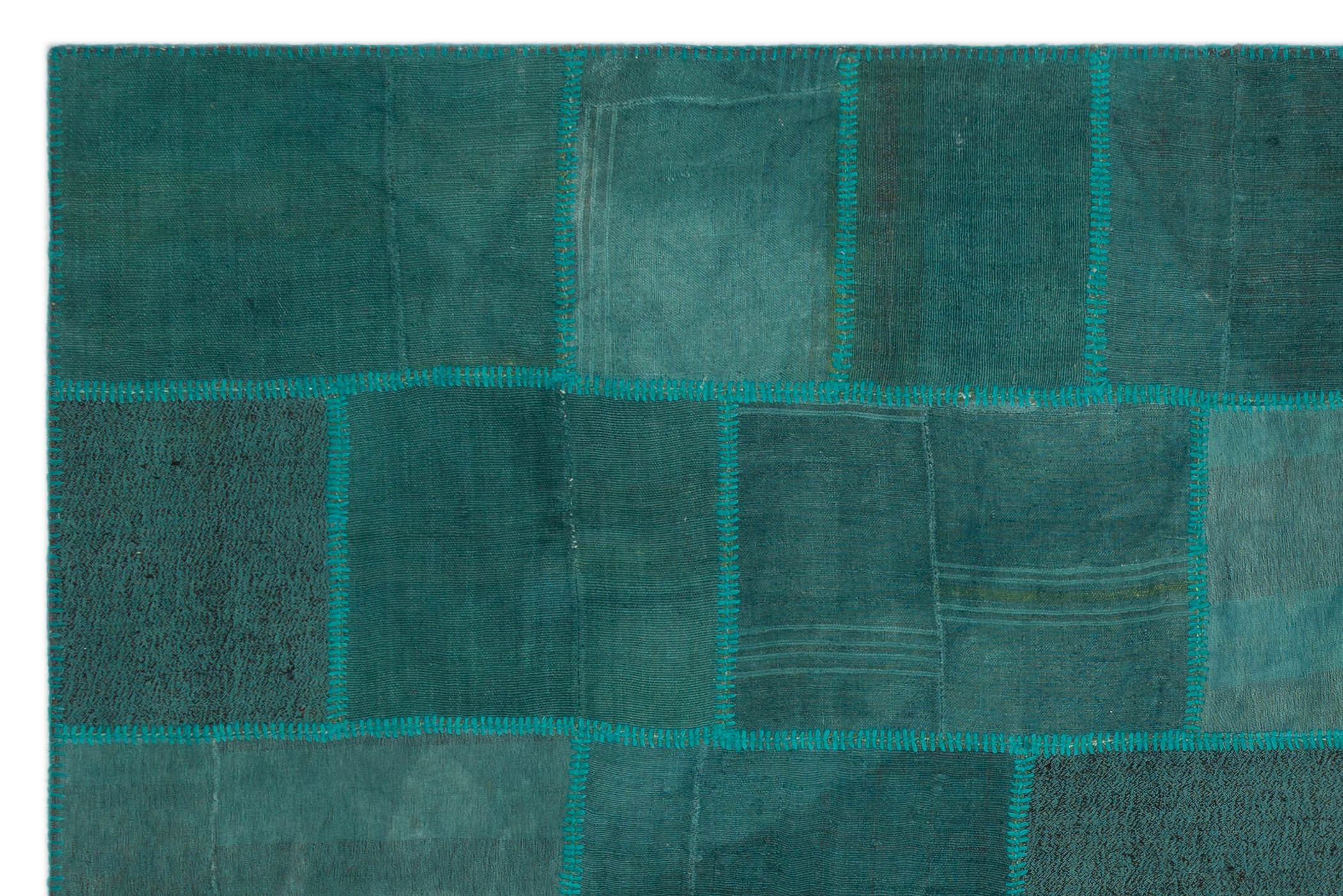Teselya Beige Patchwork Wool Handmade Area Rug 6'6" x 9'10"