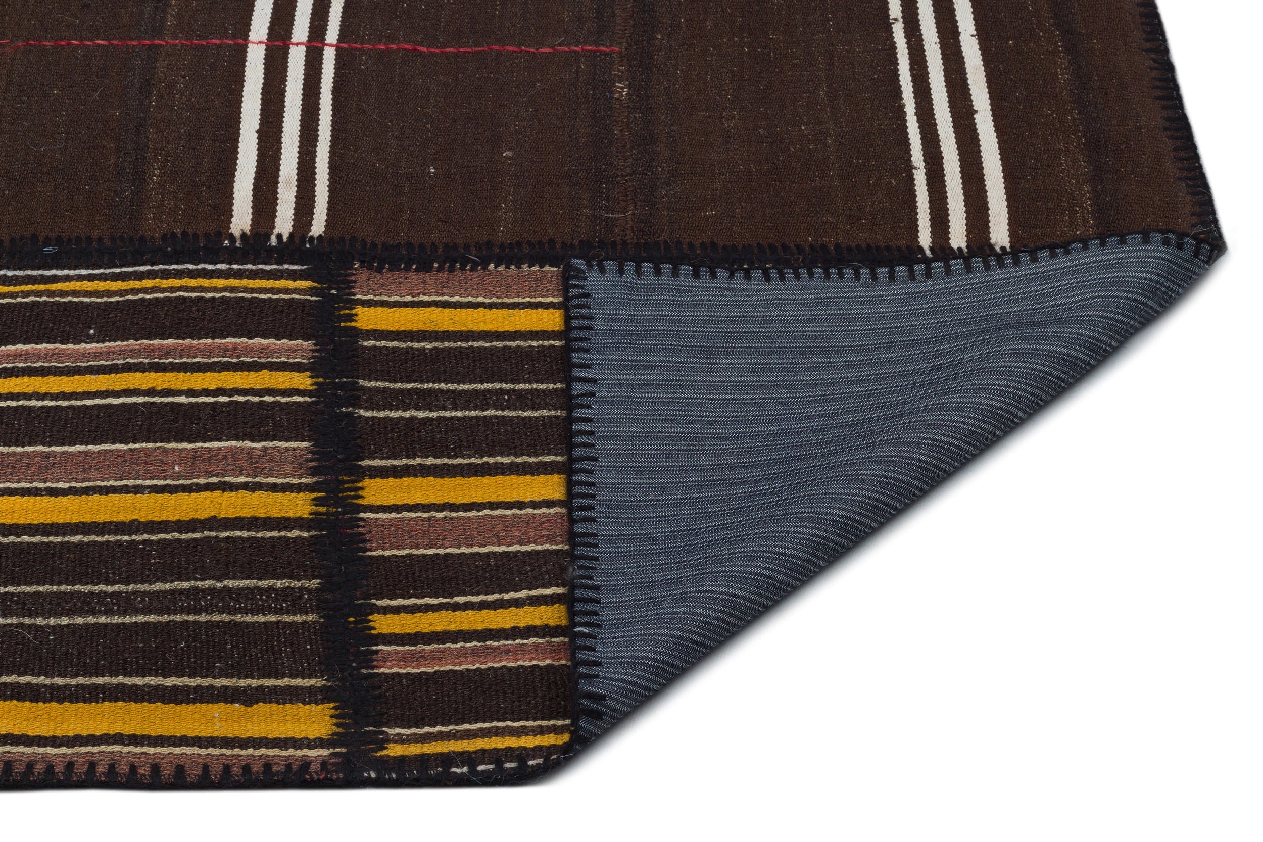 Teselya Beige Striped Wool Handmade Area Rug 6'8" x 10'0"