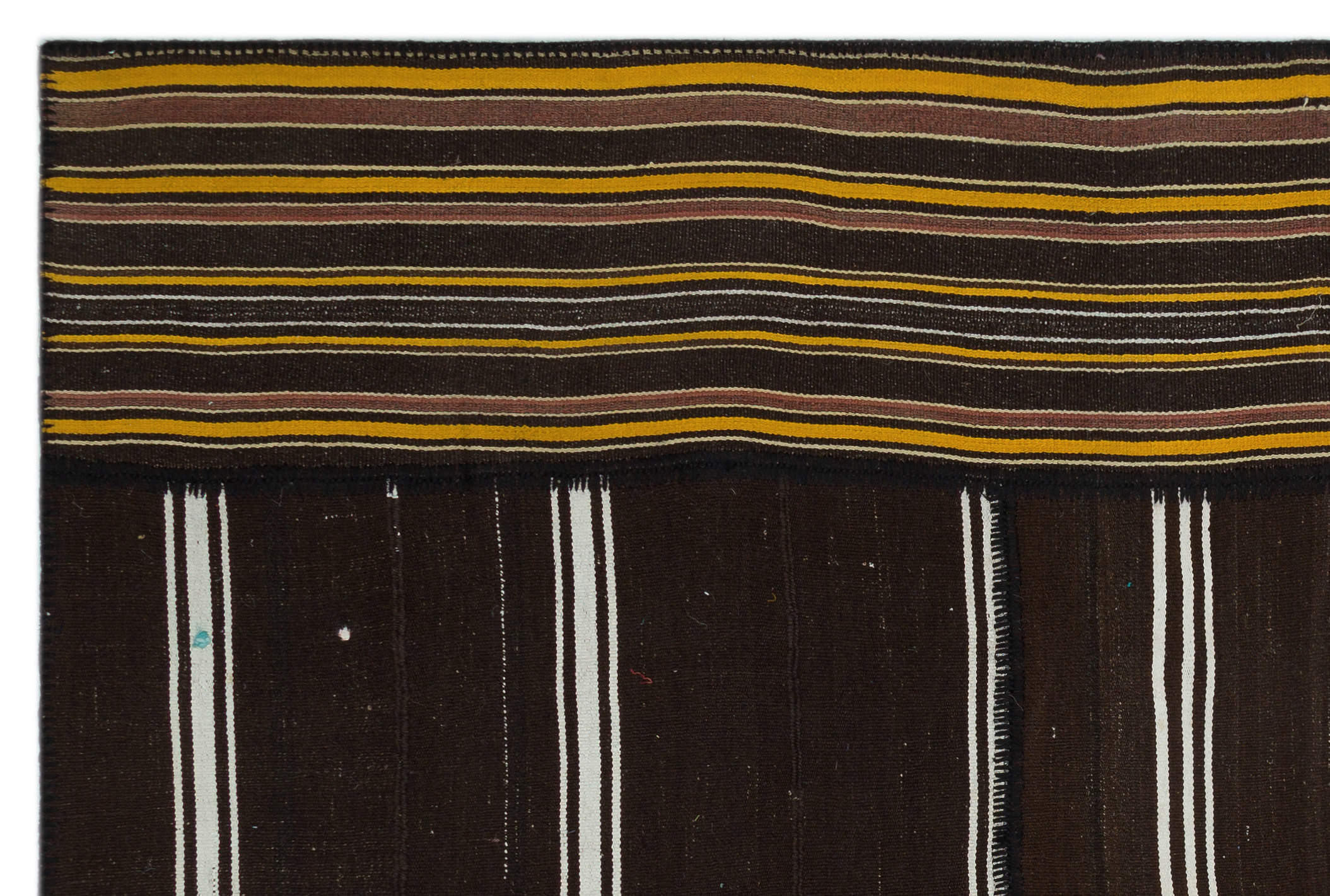 Teselya Beige Striped Wool Handmade Area Rug 6'8" x 10'0"