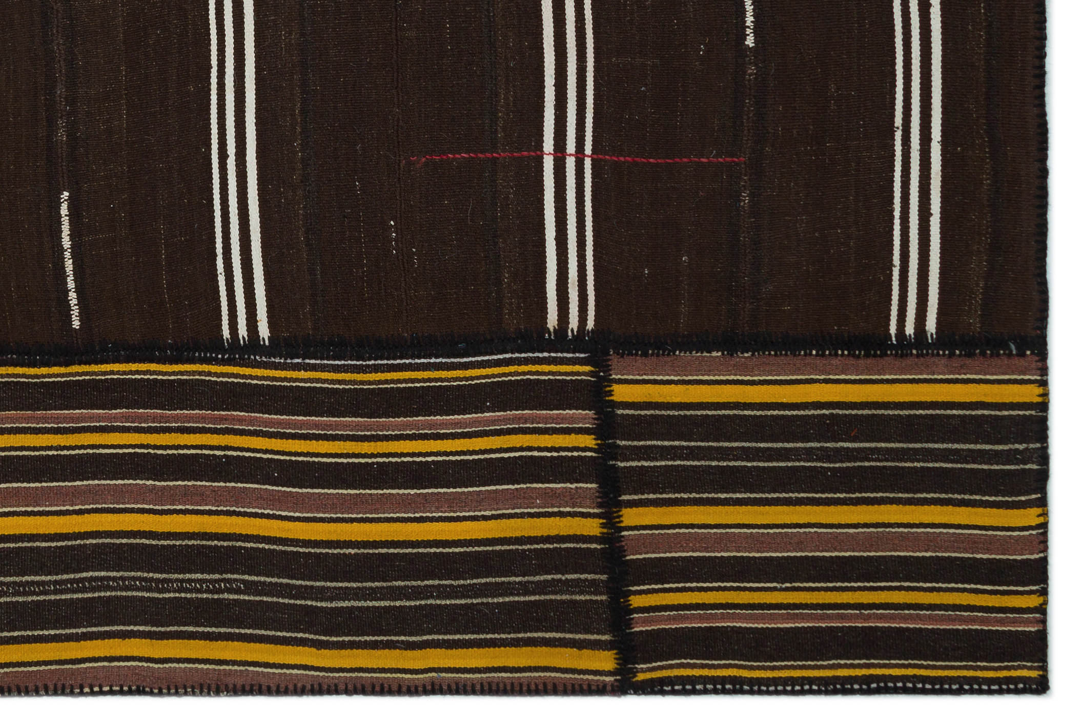 Teselya Beige Striped Wool Handmade Area Rug 6'8" x 10'0"