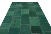 Teselya Green Patchwork Wool Handmade Area Rug 6'4" x 9'11"