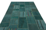 Teselya Beige Patchwork Wool Handmade Area Rug 6'5" x 9'11"