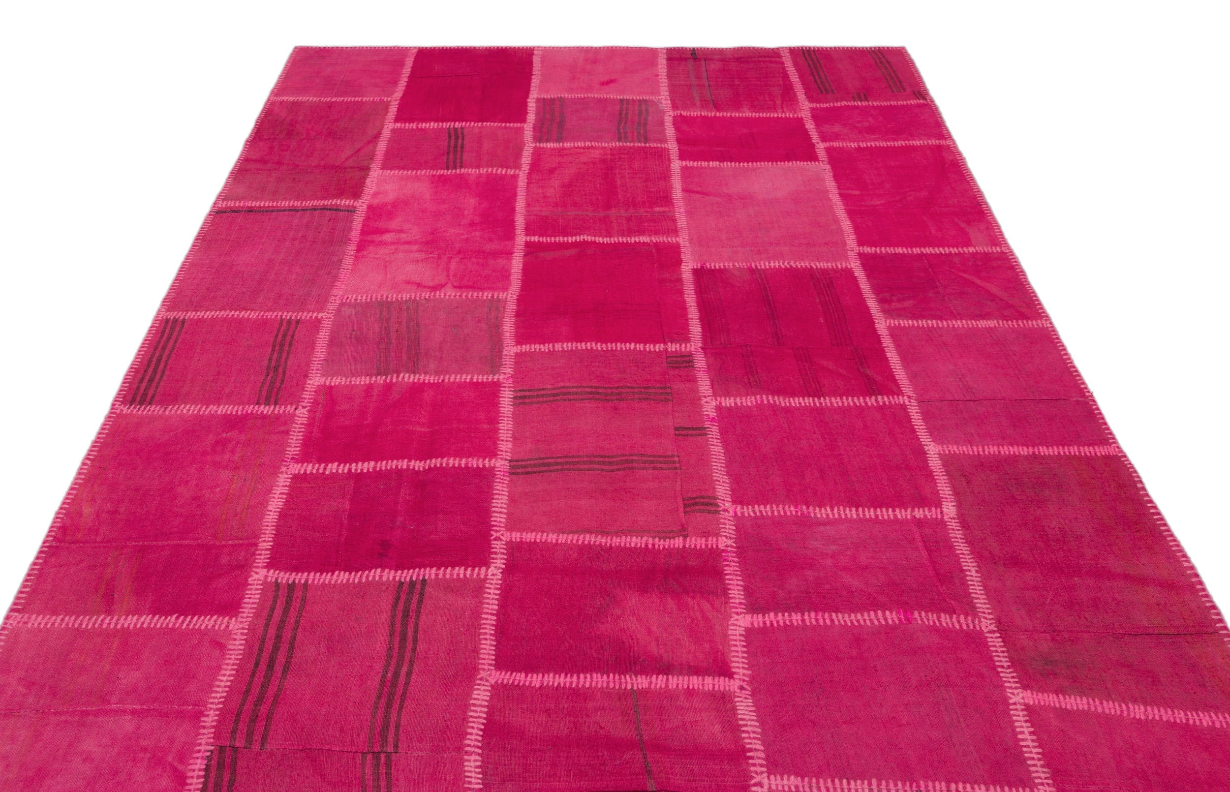 Handmade Wool Rug – Teselya Beige Patchwork Carpet 6'6" x 9'9" for Living Room
