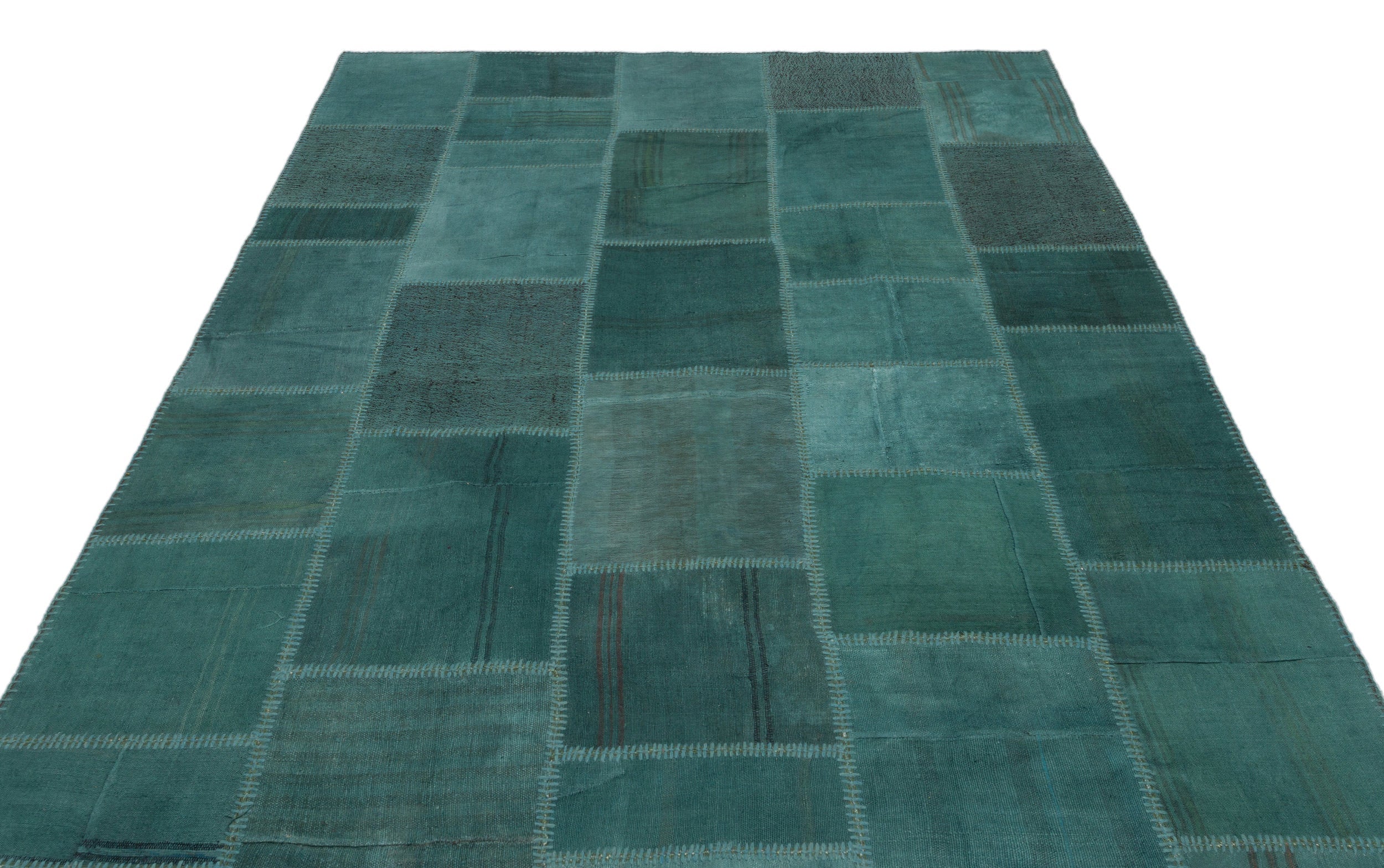 Teselya Beige Patchwork Wool Handmade Area Rug 6'5" x 9'10"