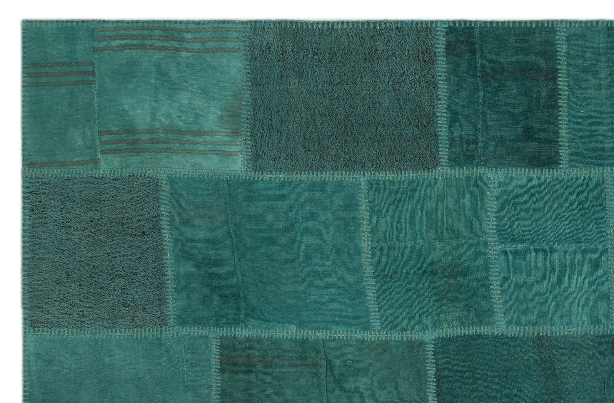 Teselya Beige Patchwork Wool Handmade Area Rug 6'5" x 9'10"