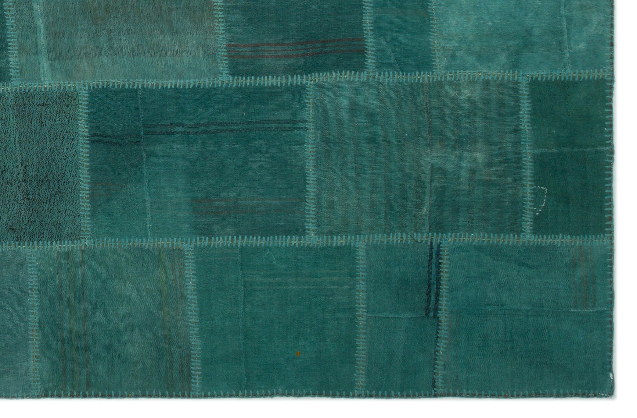 Teselya Beige Patchwork Wool Handmade Area Rug 6'5" x 9'10"