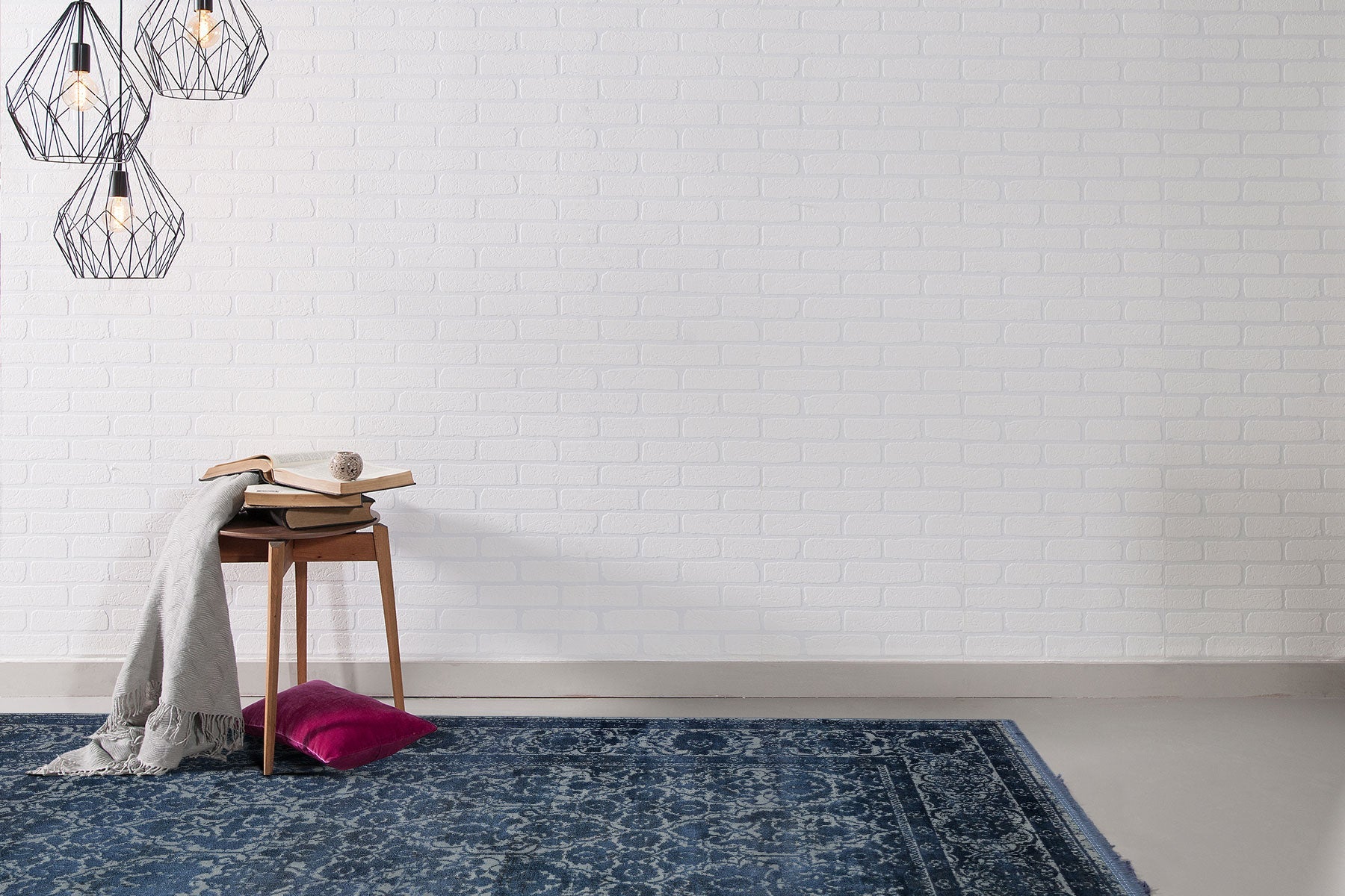 Machine Made Area Rug - Navy Blue Classic Overdyed Soft Touch Carpet