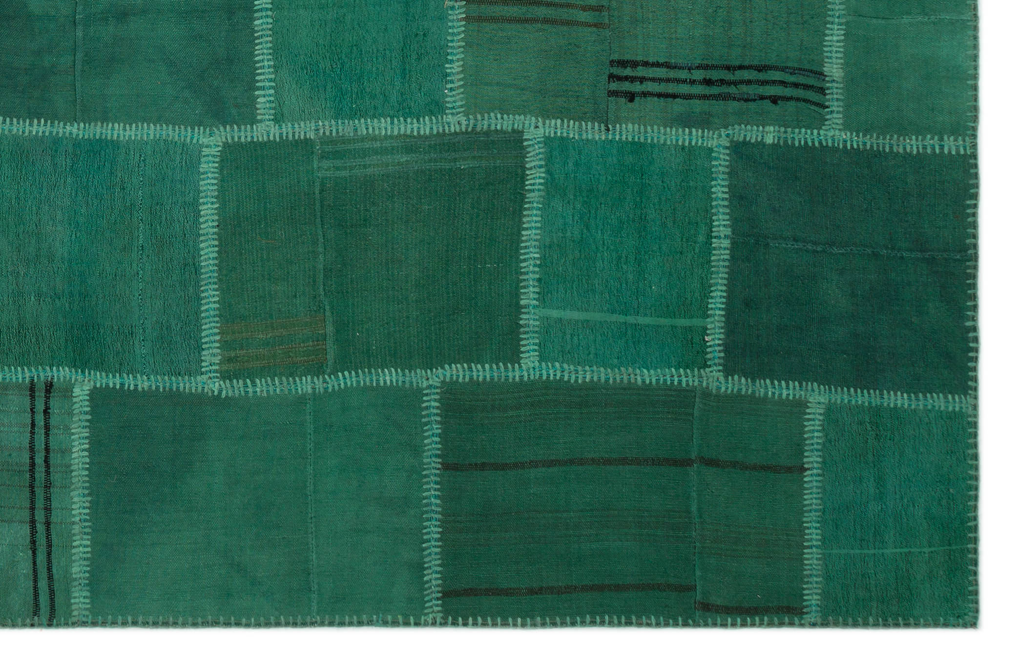 Teselya Beige Patchwork Wool Handmade Area Rug 6'3" x 9'9"