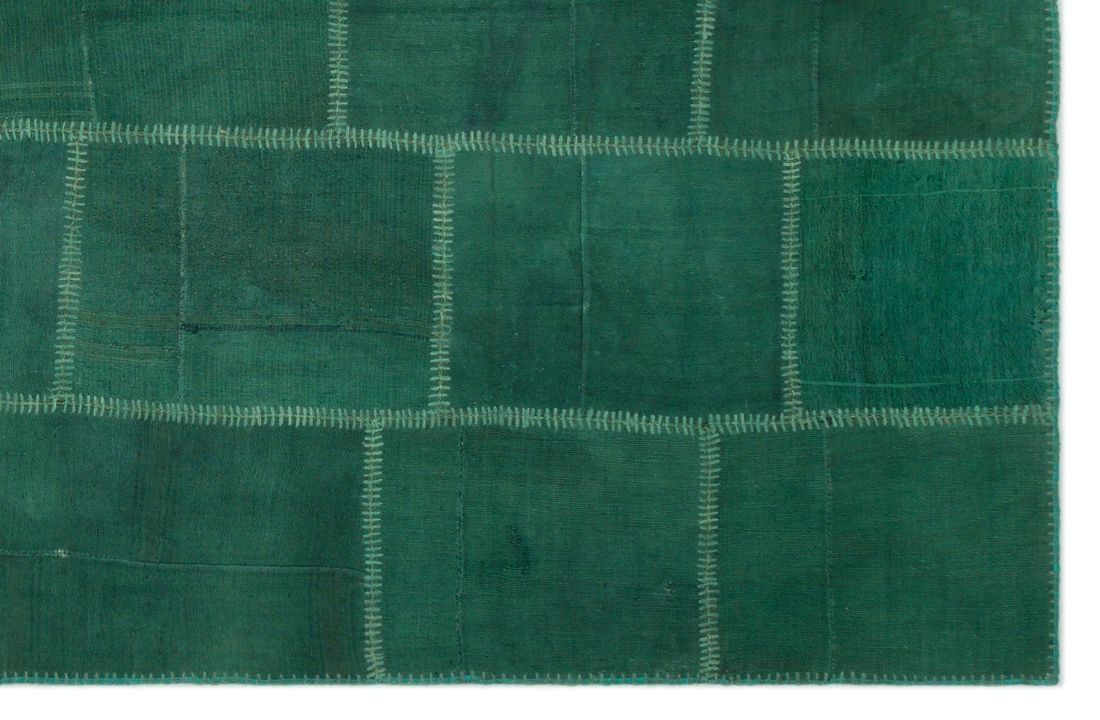 Teselya Beige Patchwork Wool Handmade Area Rug 6'4" x 9'9"