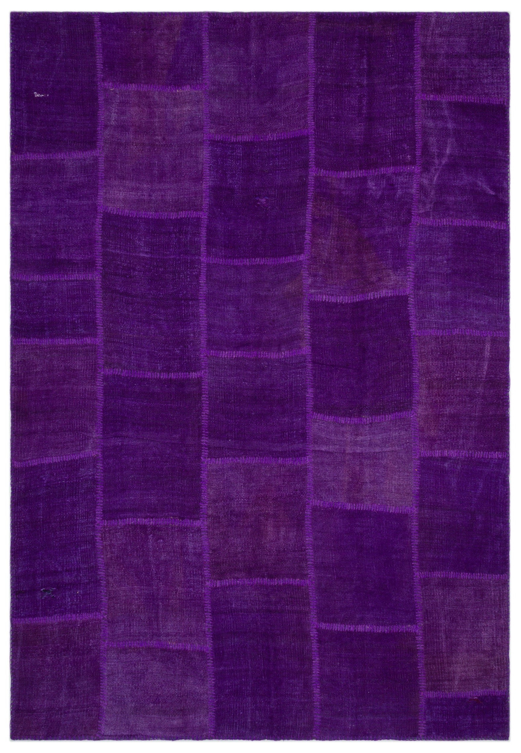 Teselya Beige Patchwork Wool Handmade Area Rug 6'7" x 9'9"