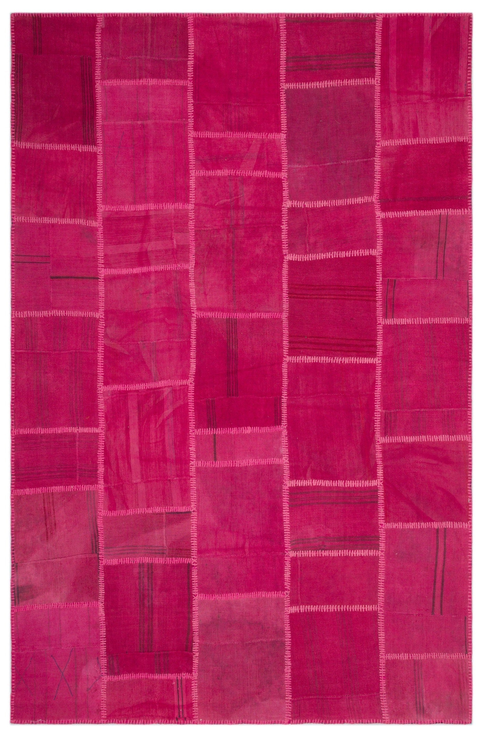 Teselya Beige Patchwork Wool Handmade Area Rug 6'7" x 10'0"