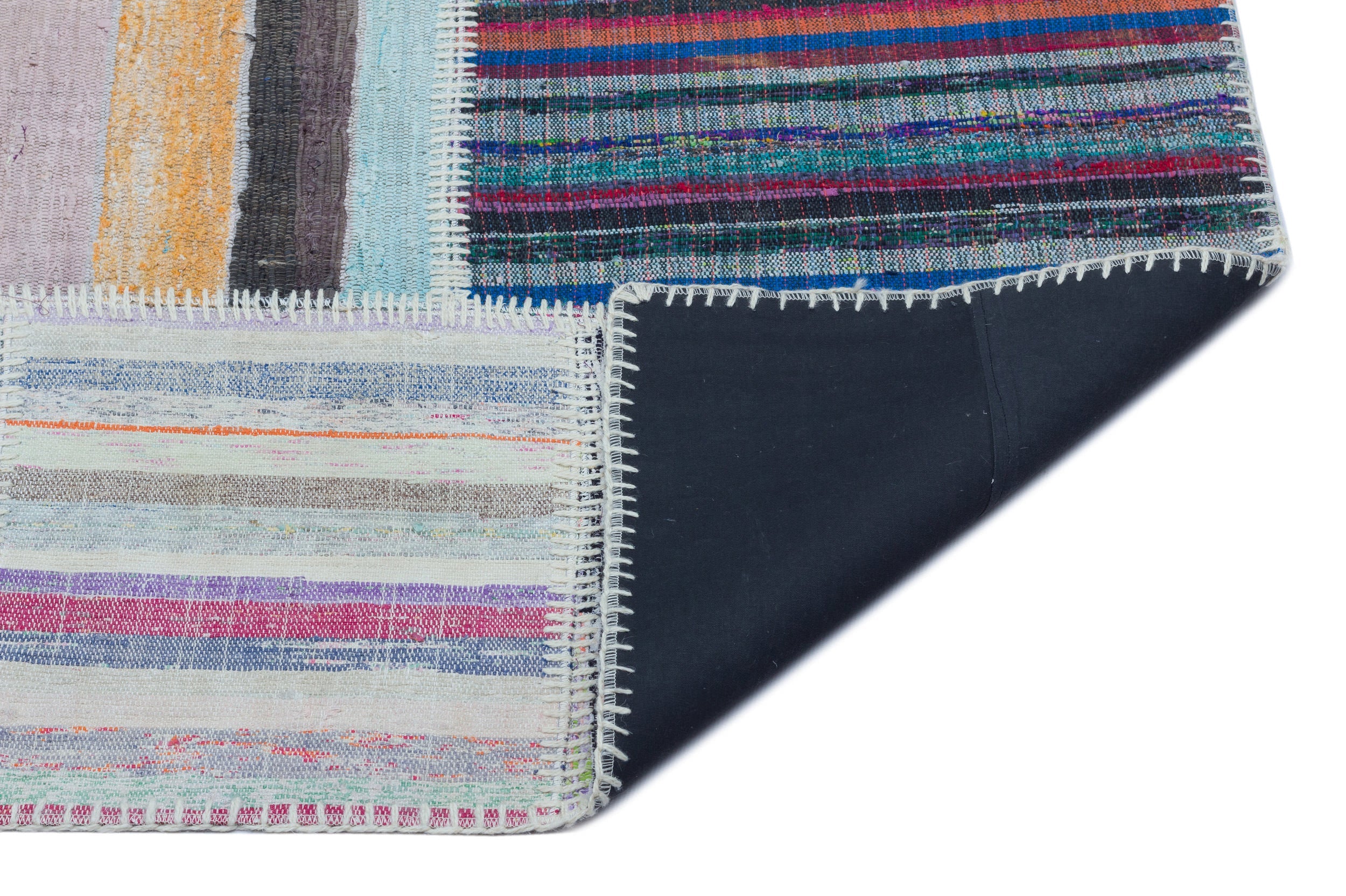 Teselya 22488 Patchwork Striped Wool Handmade Area Rug 5'3" x 7'3"
