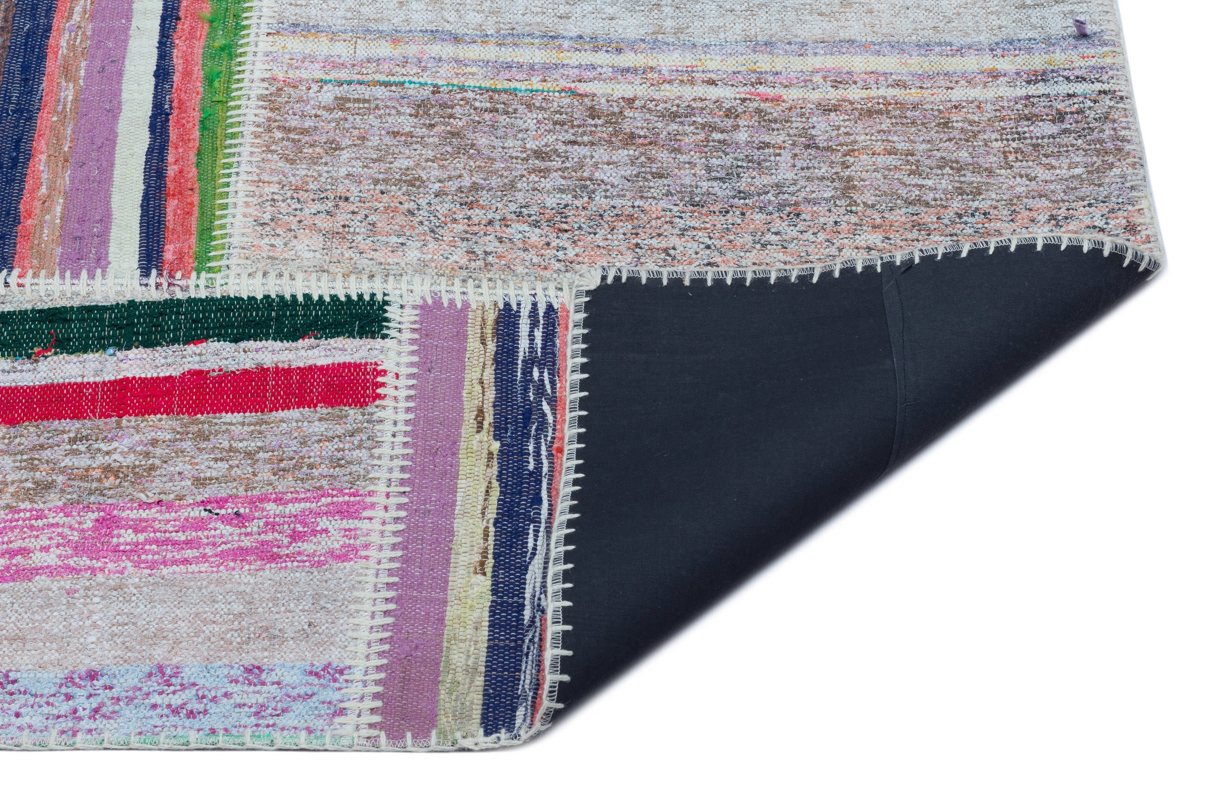 Teselya 22496 Patchwork Striped Wool Handmade Area Rug 5'3" x 7'7"