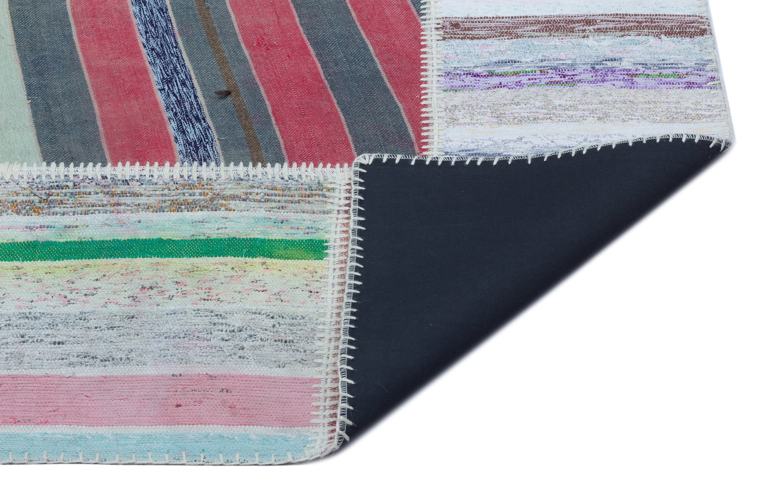 Teselya 22500 Patchwork Striped Wool Handmade Area Rug 5'3" x 7'7"