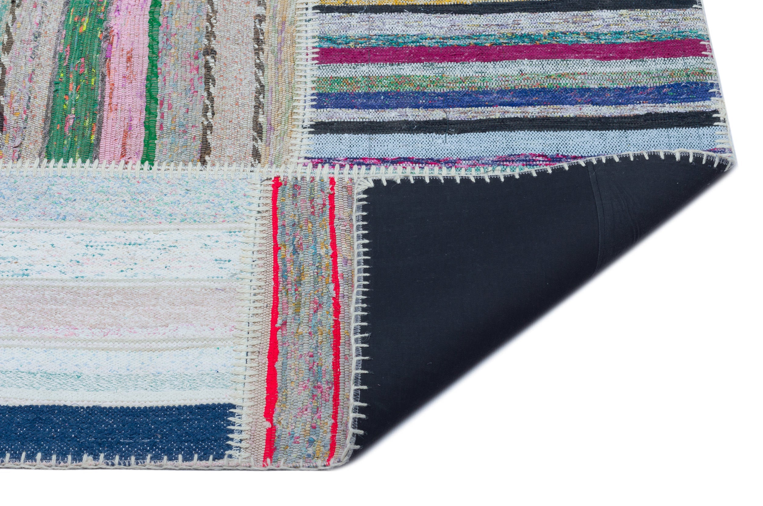 Teselya 22501 Patchwork Striped Wool Handmade Area Rug 5'3" x 7'7"