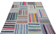 Teselya 22502 Beige Striped Wool Handmade Area Rug 5'3" x 7'7"