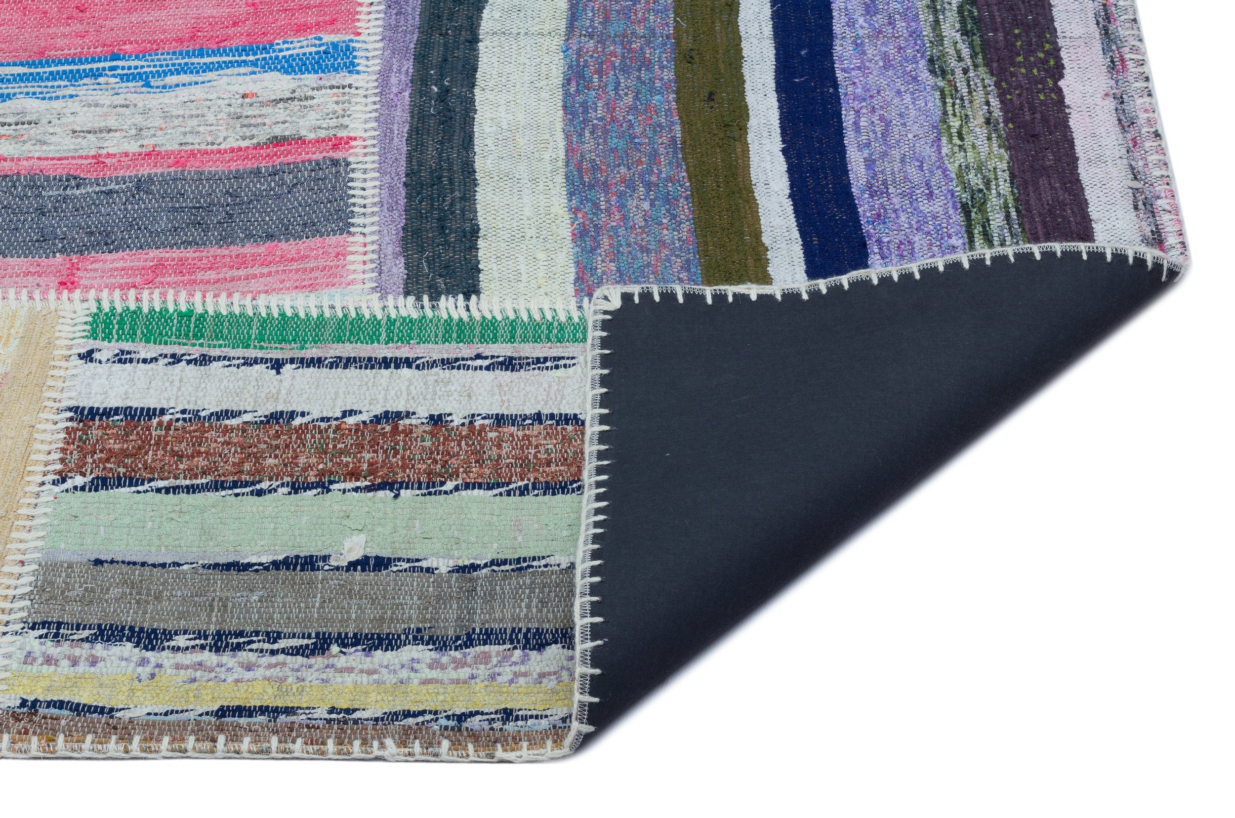 Teselya 22503 Patchwork Striped Wool Handmade Area Rug 5'3" x 7'7"
