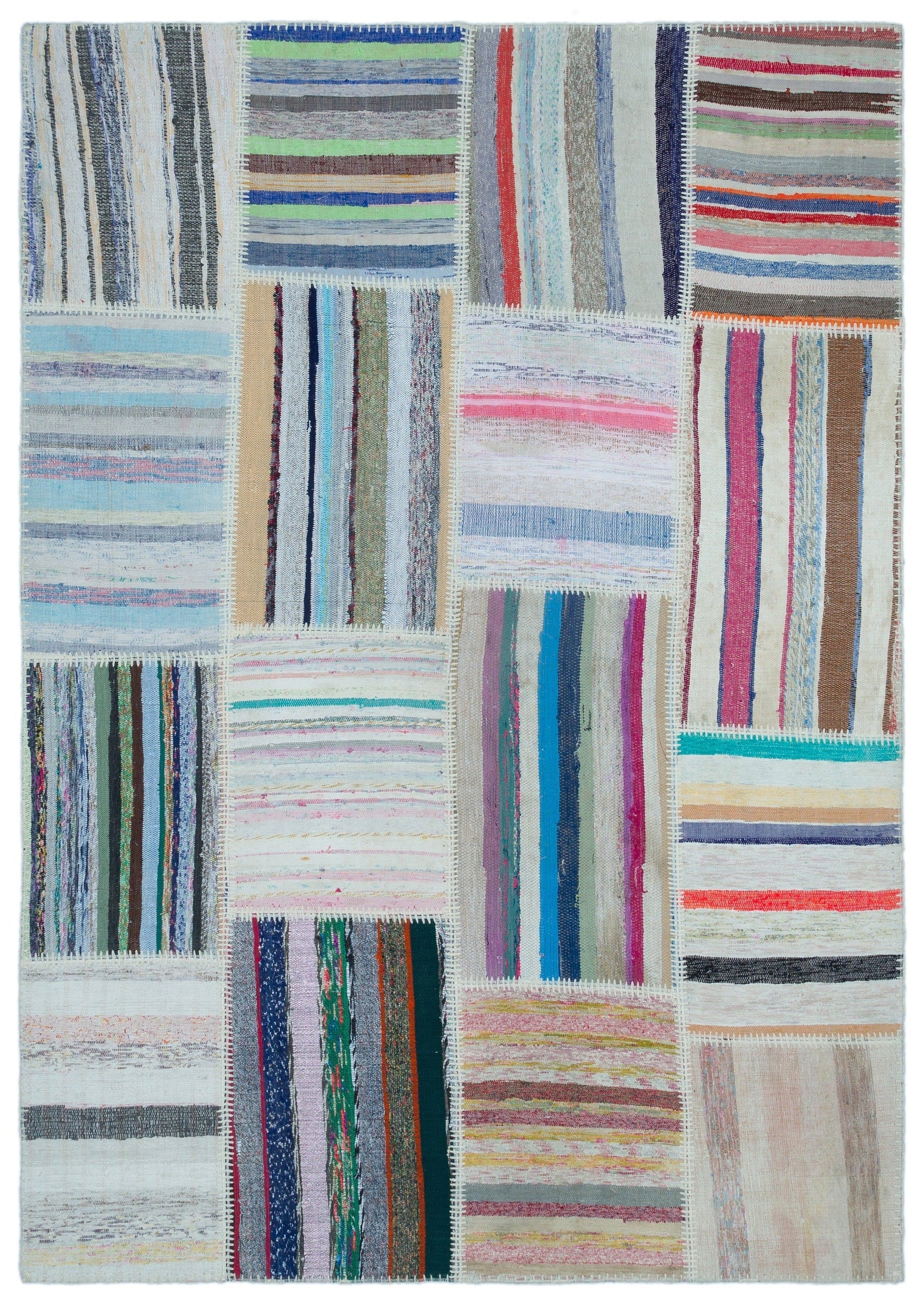 Teselya 22505 Multy Striped Wool Handmade Area Rug 5'3" x 7'5"