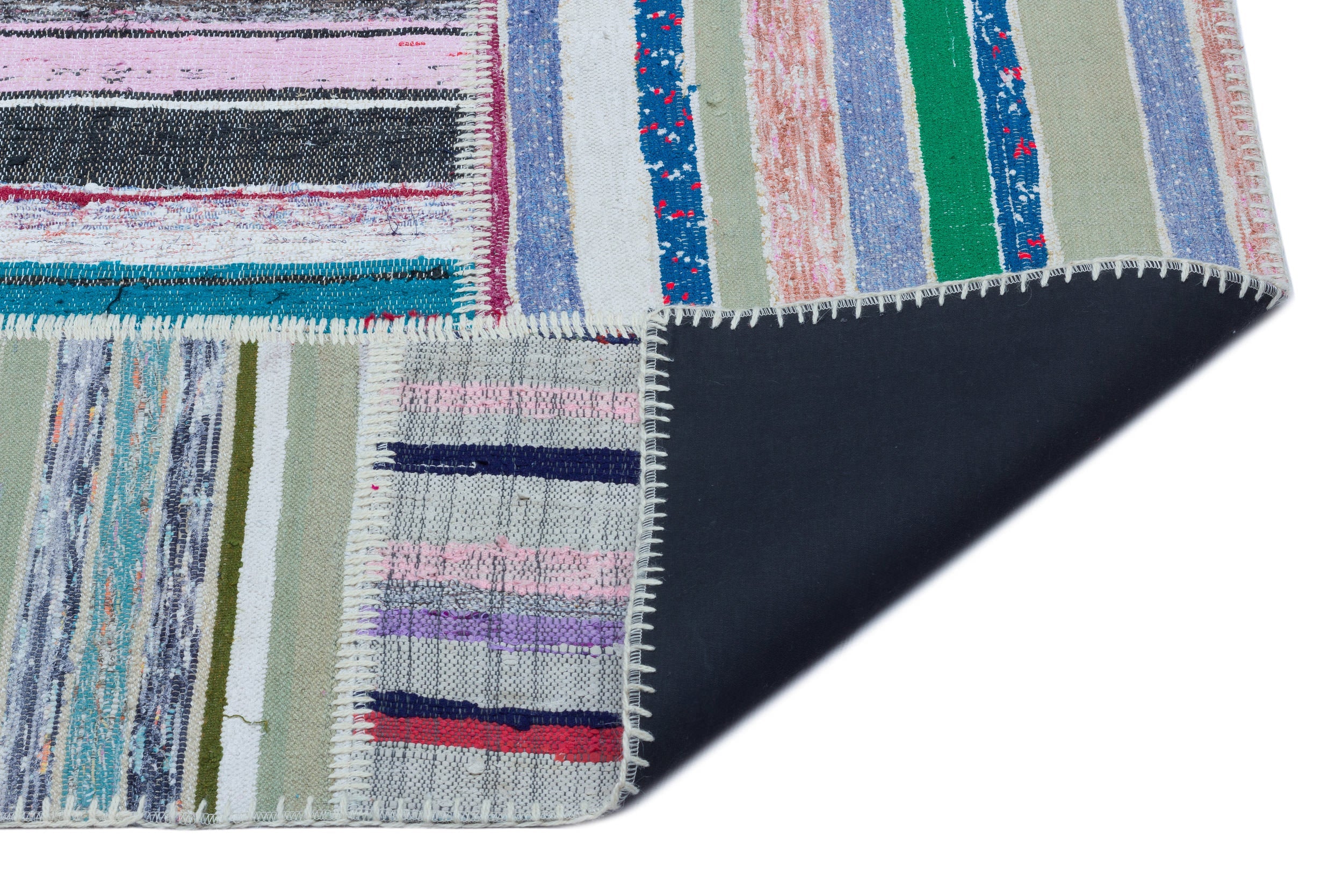 Teselya 22507 Patchwork Striped Wool Handmade Area Rug 5'3" x 7'7"