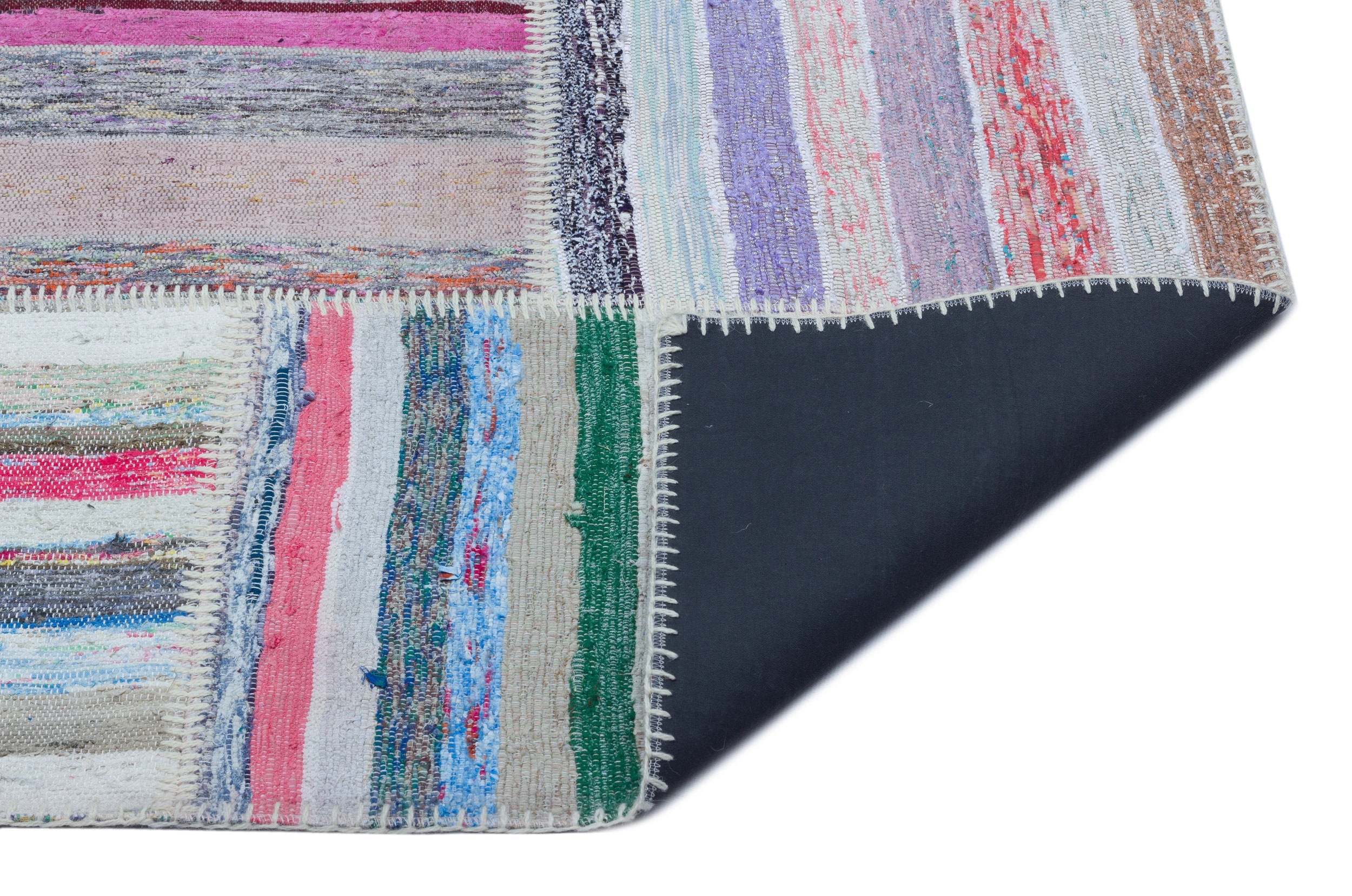Teselya 22511 Patchwork Striped Wool Handmade Area Rug 5'3" x 7'7"