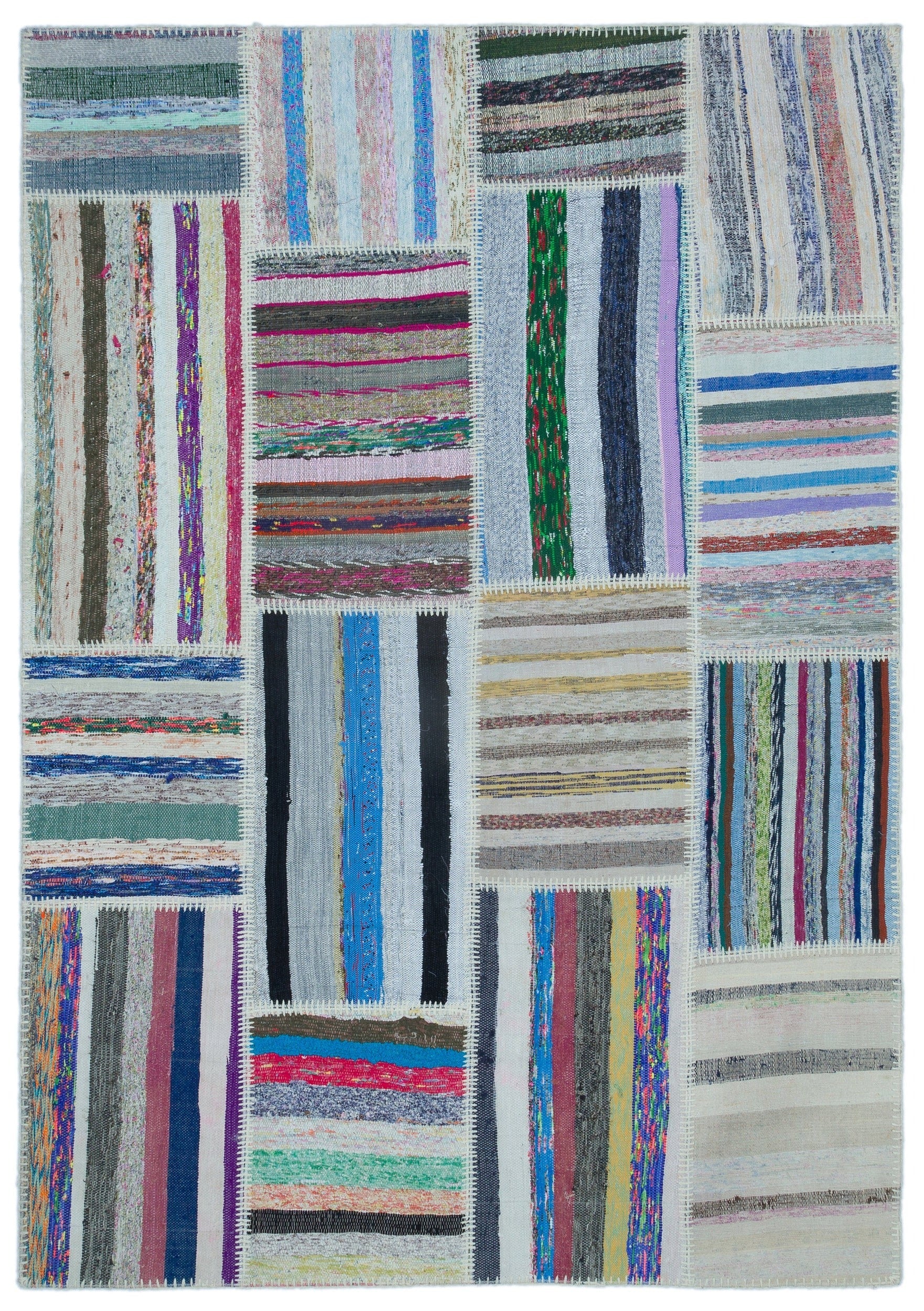 Teselya 22512 Multy Striped Wool Handmade Area Rug 5'3" x 7'5"