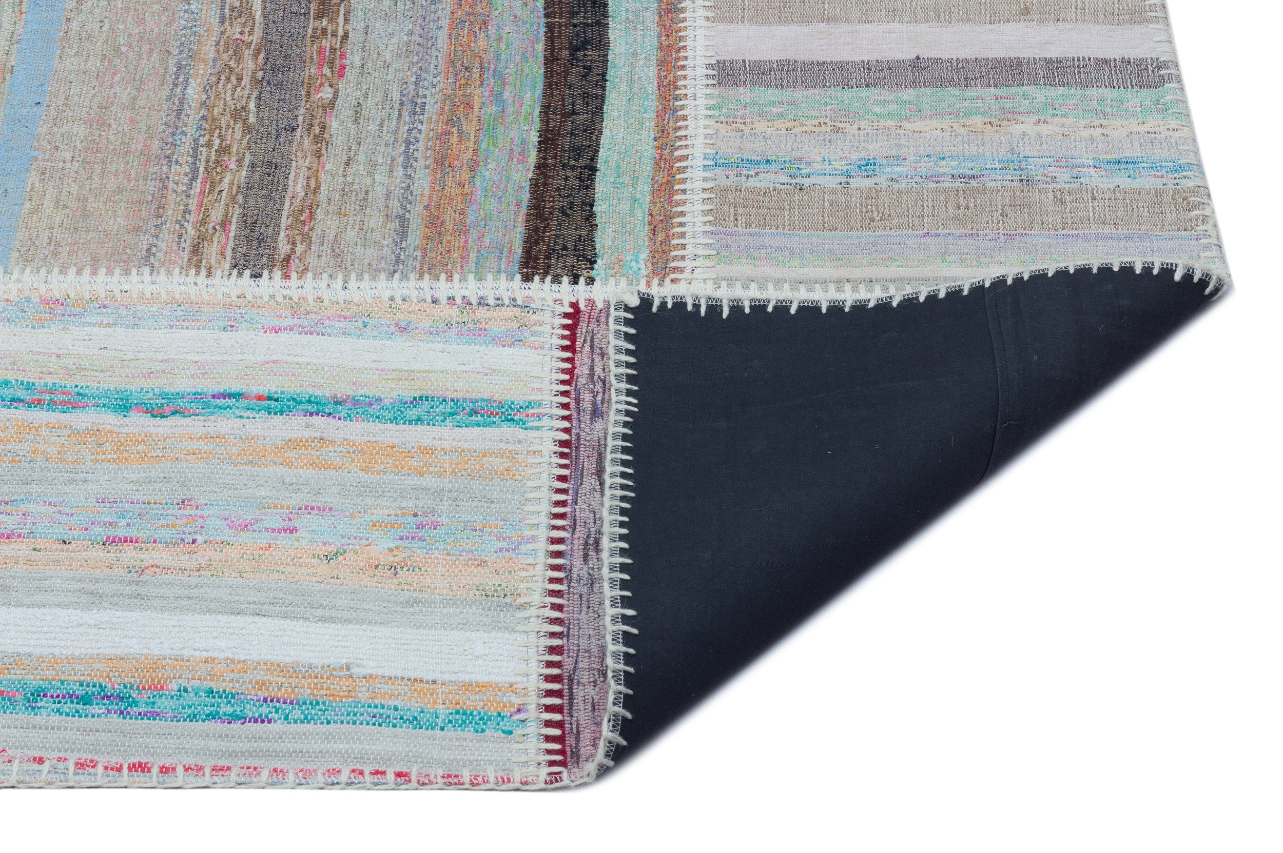 Teselya 22513 Beige Striped Wool Handmade Area Rug 5'3" x 7'7"