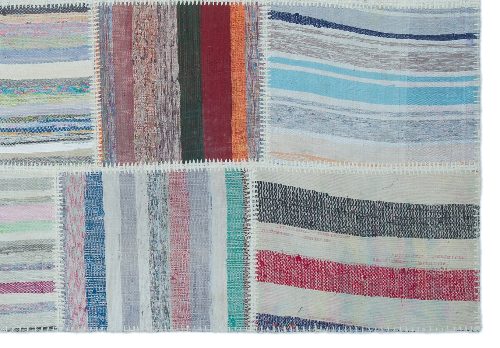 Teselya 22513 Beige Striped Wool Handmade Area Rug 5'3" x 7'7"