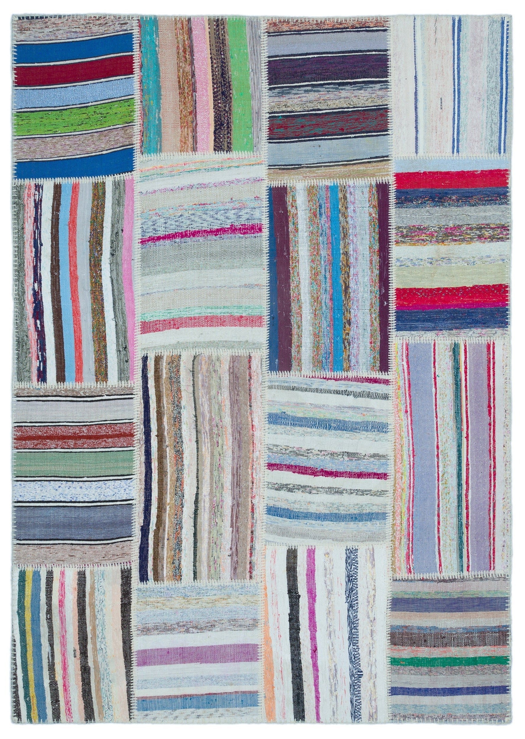 Teselya 22522 Multy Striped Wool Handmade Area Rug 5'3" x 7'5"