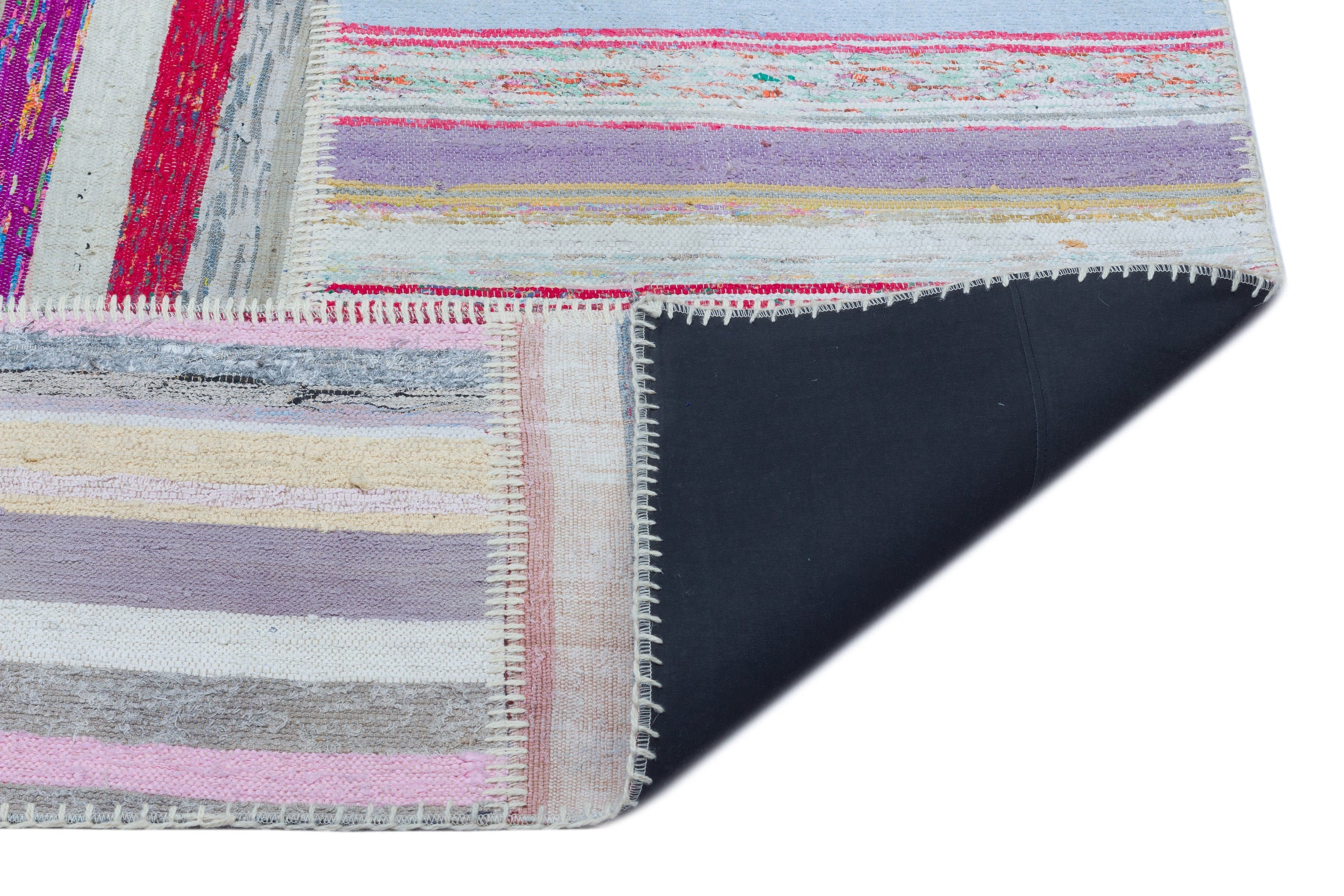Teselya 22524 Beige Striped Wool Handmade Area Rug 5'3" x 7'7"