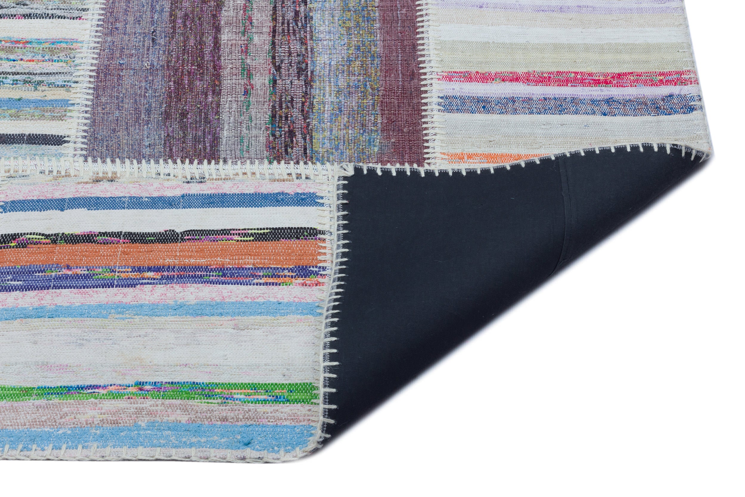 Teselya 22526 Patchwork Striped Wool Handmade Area Rug 5'3" x 7'4"