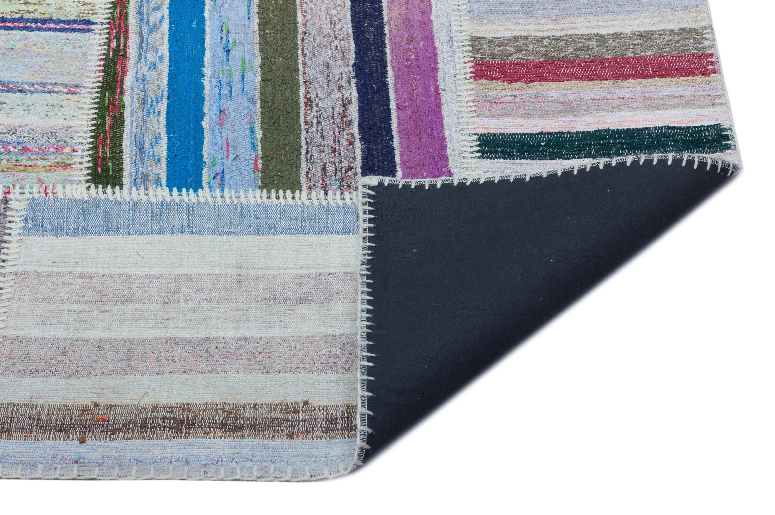 Teselya 22535 Patchwork Striped Wool Handmade Area Rug 5'3" x 7'4"