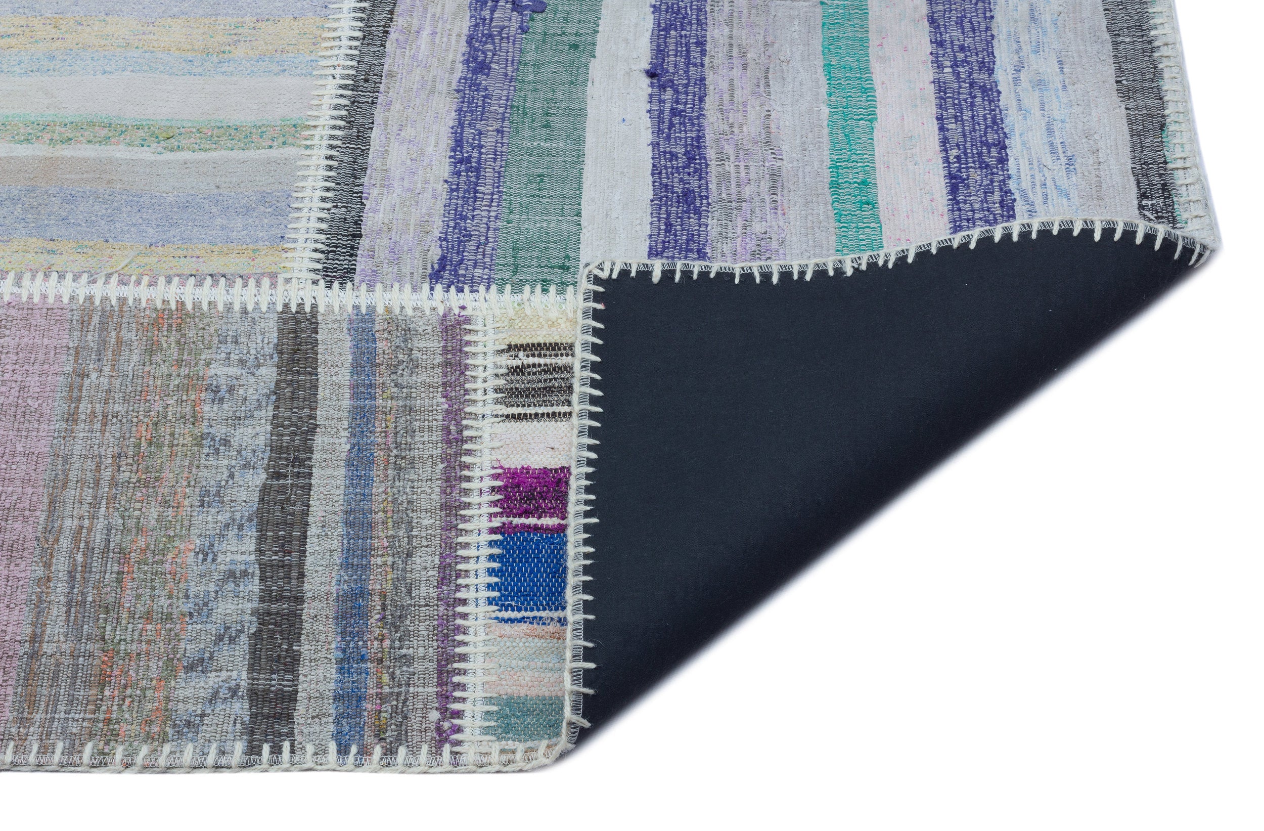 Teselya 22536 Patchwork Striped Wool Handmade Area Rug 5'3" x 7'7"