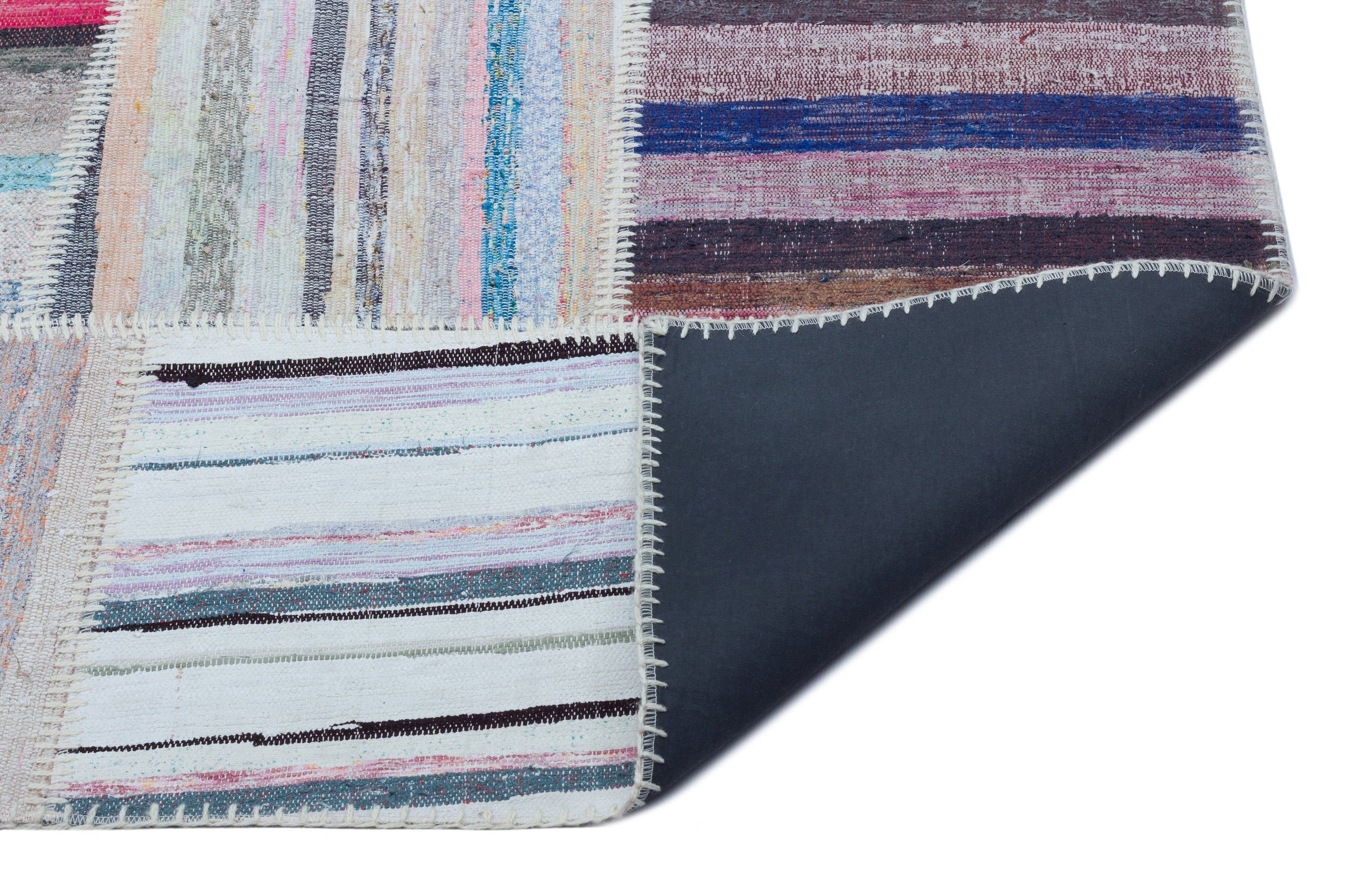 Teselya 22539 Patchwork Striped Wool Handmade Area Rug 5'3" x 7'7"
