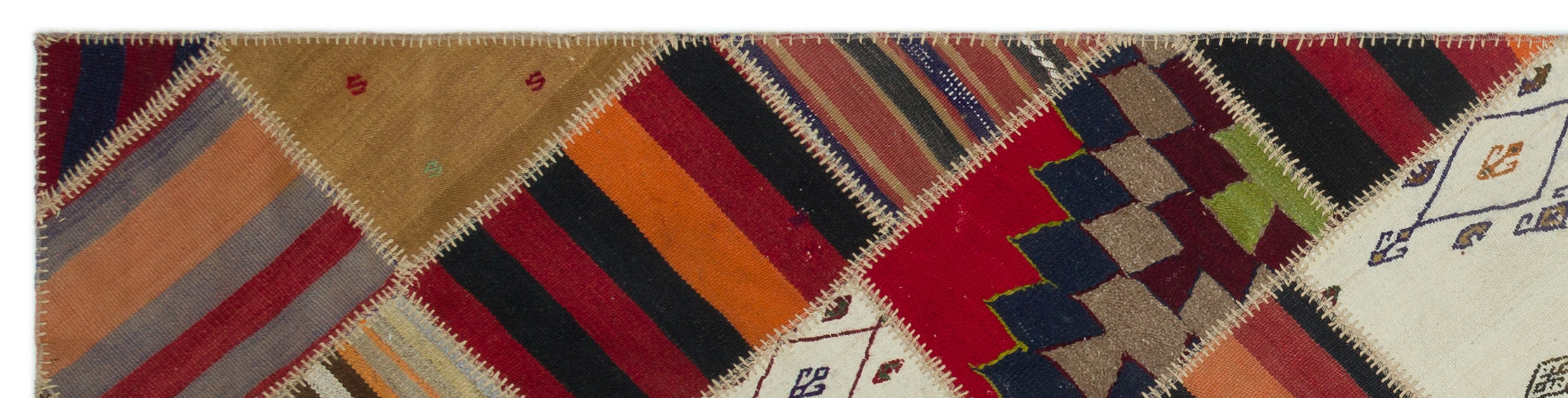 Teselya Beige Striped Wool Handmade Area Rug 2'6" x 10'5"