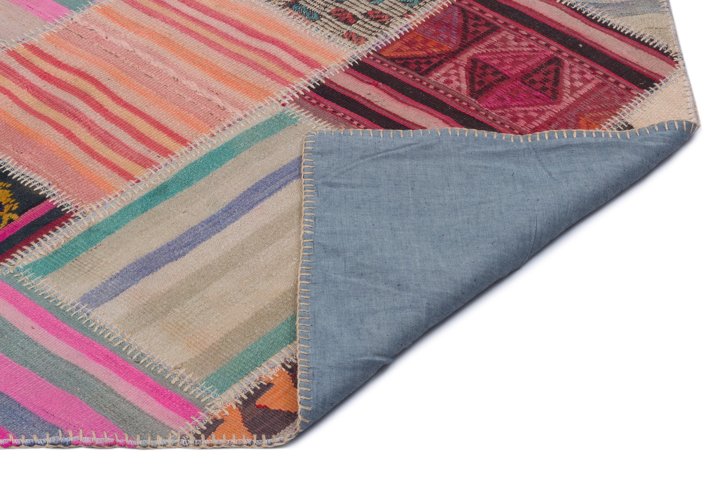Teselya Beige Striped Wool Handmade Area Rug 2'9" x 10'4"