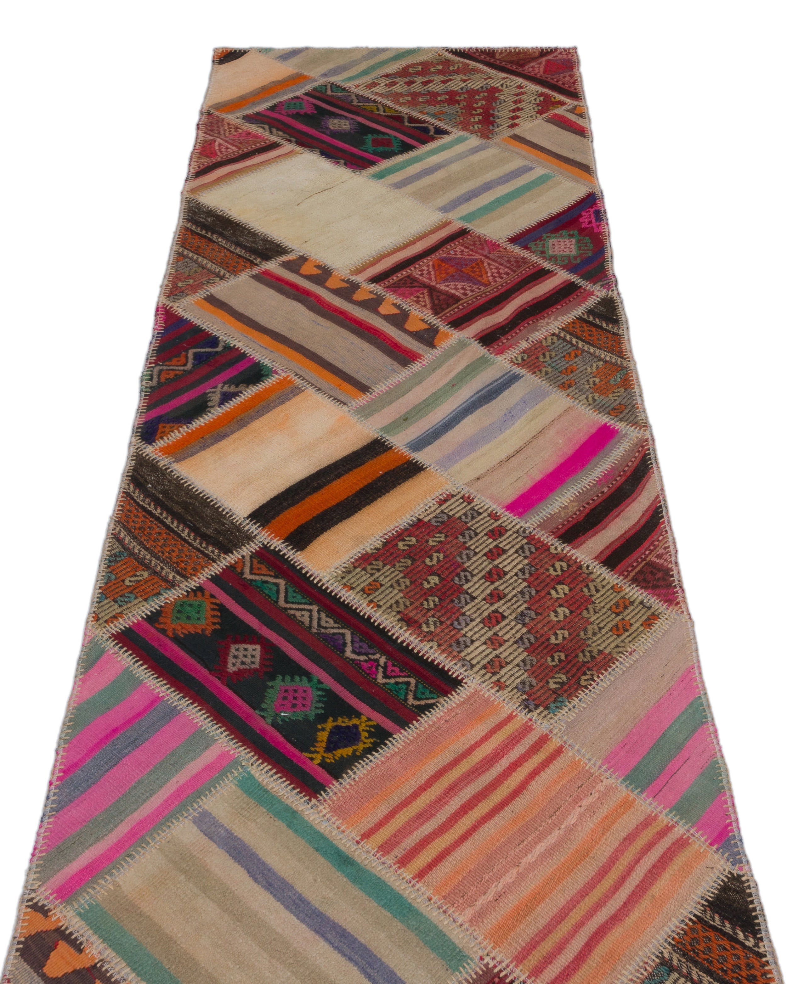Teselya Beige Striped Wool Handmade Area Rug 2'9" x 10'4"