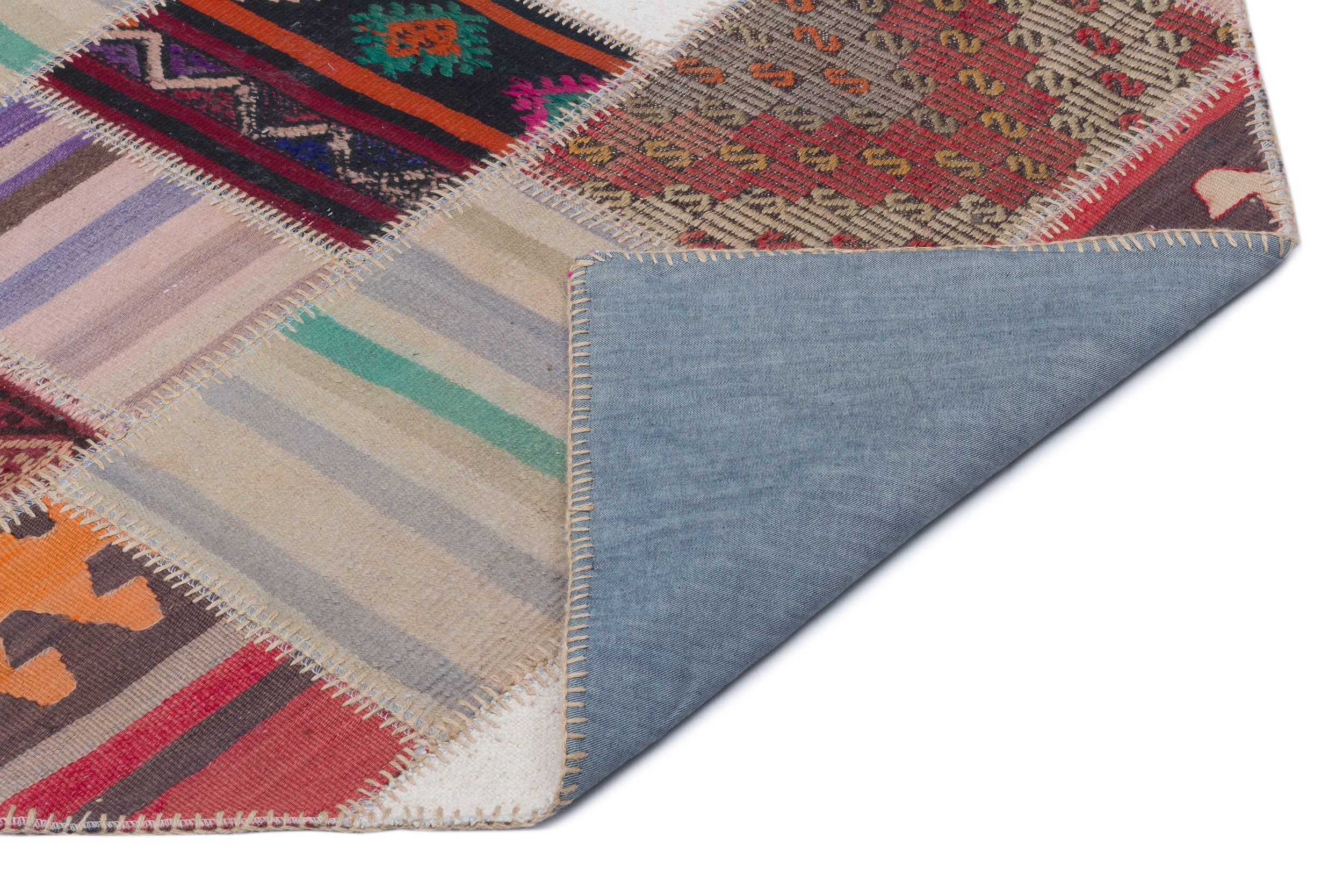 Teselya Beige Striped Wool Handmade Area Rug 2'8" x 9'8"