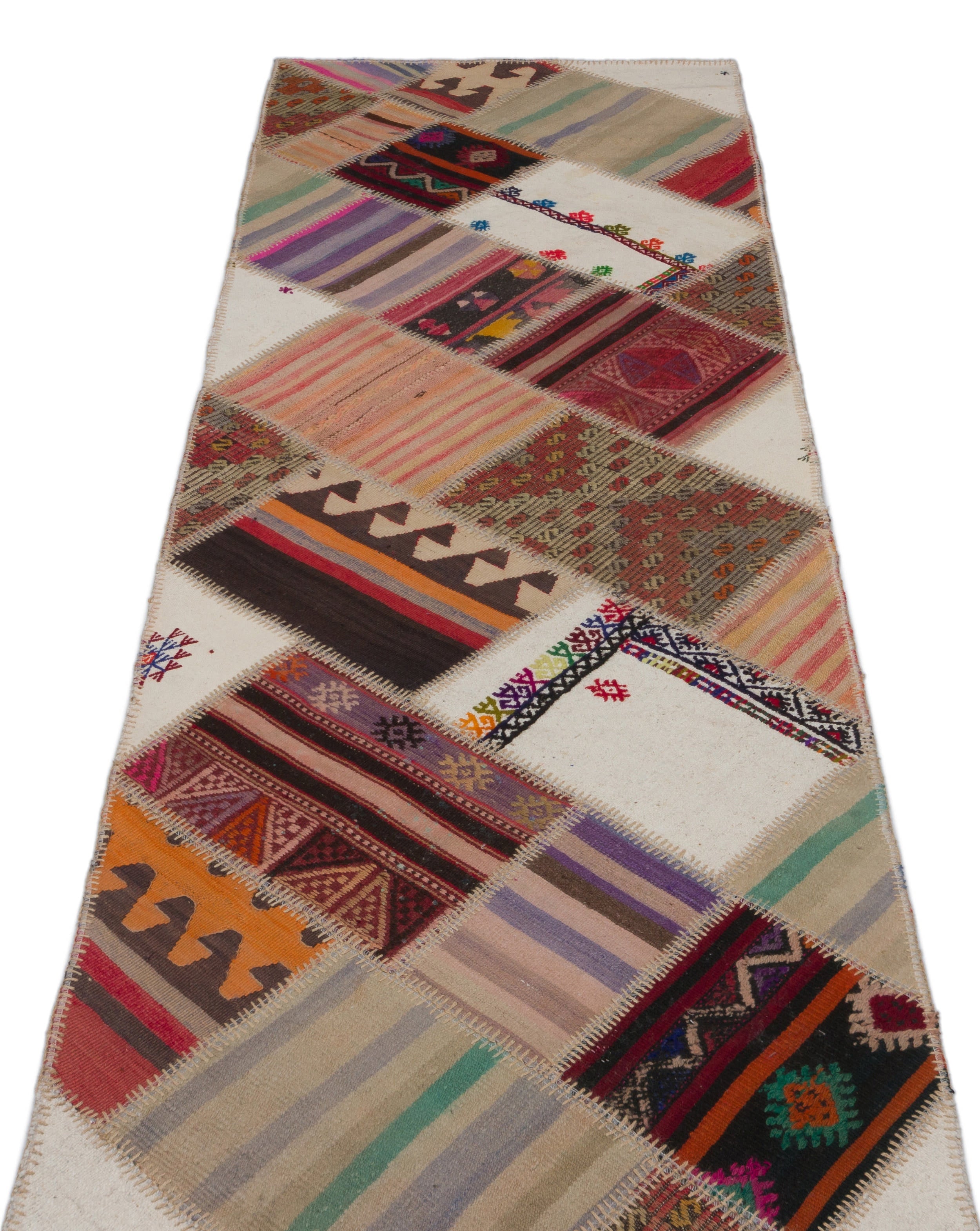 Teselya Beige Striped Wool Handmade Area Rug 2'8" x 9'8"