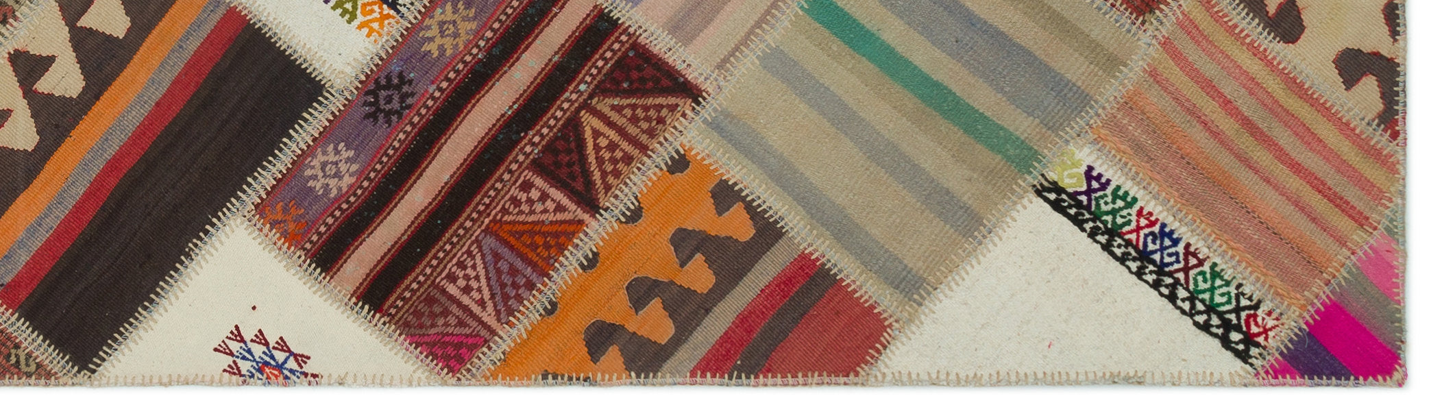 Teselya Beige Striped Wool Handmade Area Rug 2'8" x 9'8"