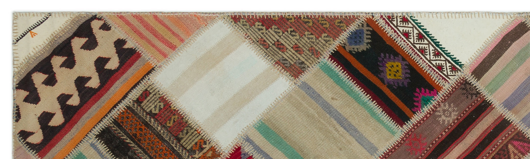 Teselya Beige Striped Wool Handmade Area Rug 2'9" x 9'7"
